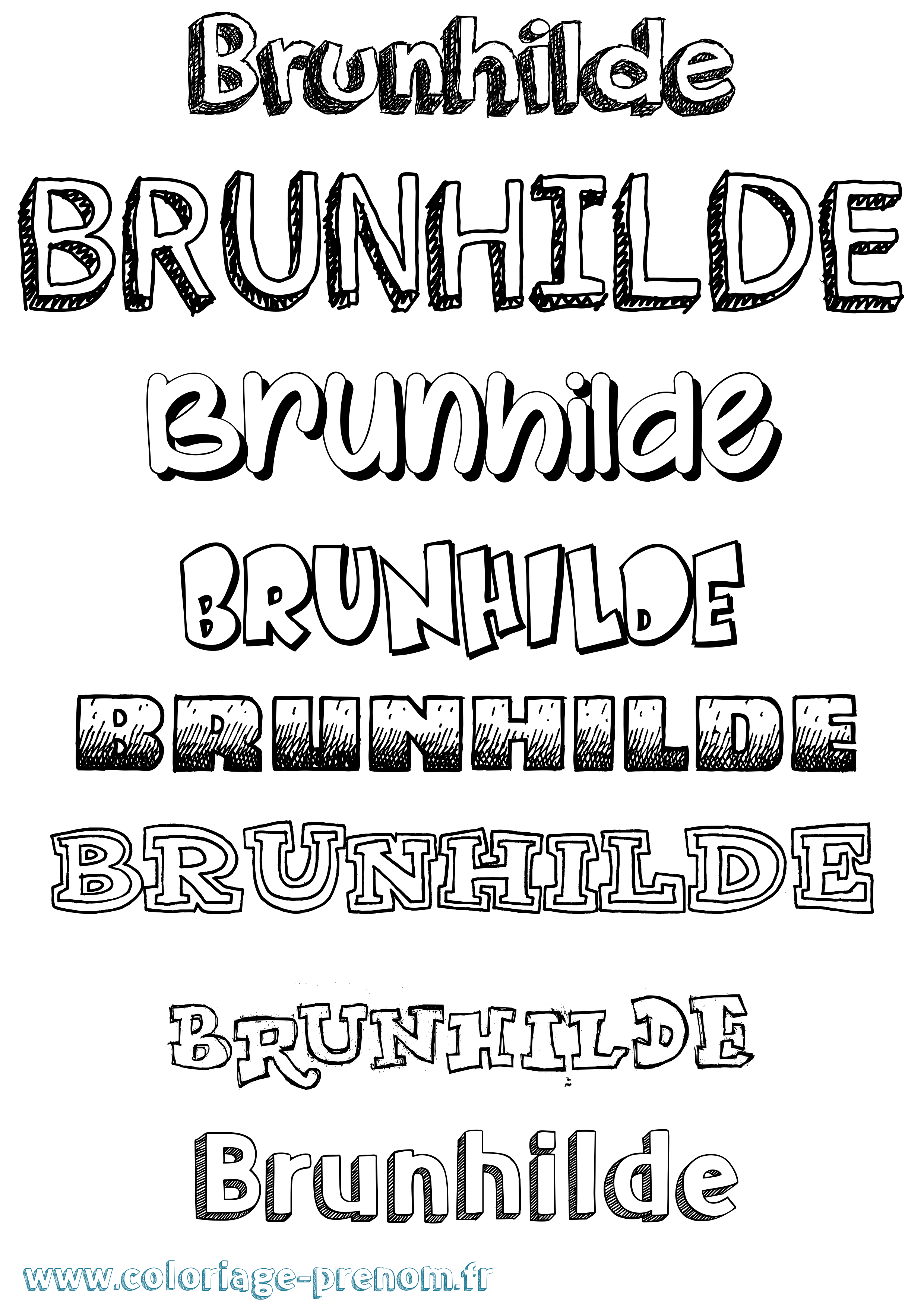 Coloriage prénom Brunhilde Dessiné