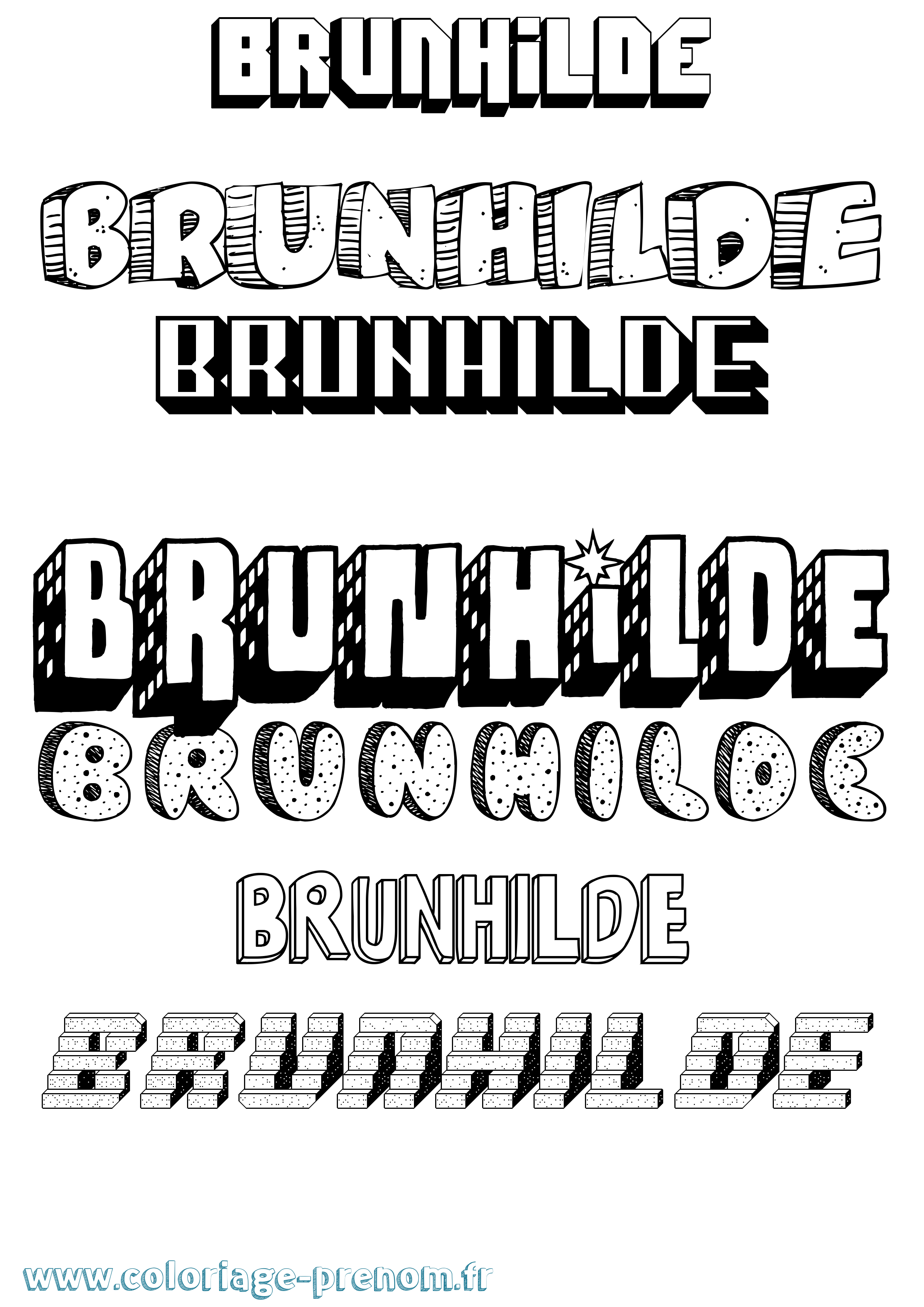 Coloriage prénom Brunhilde Effet 3D