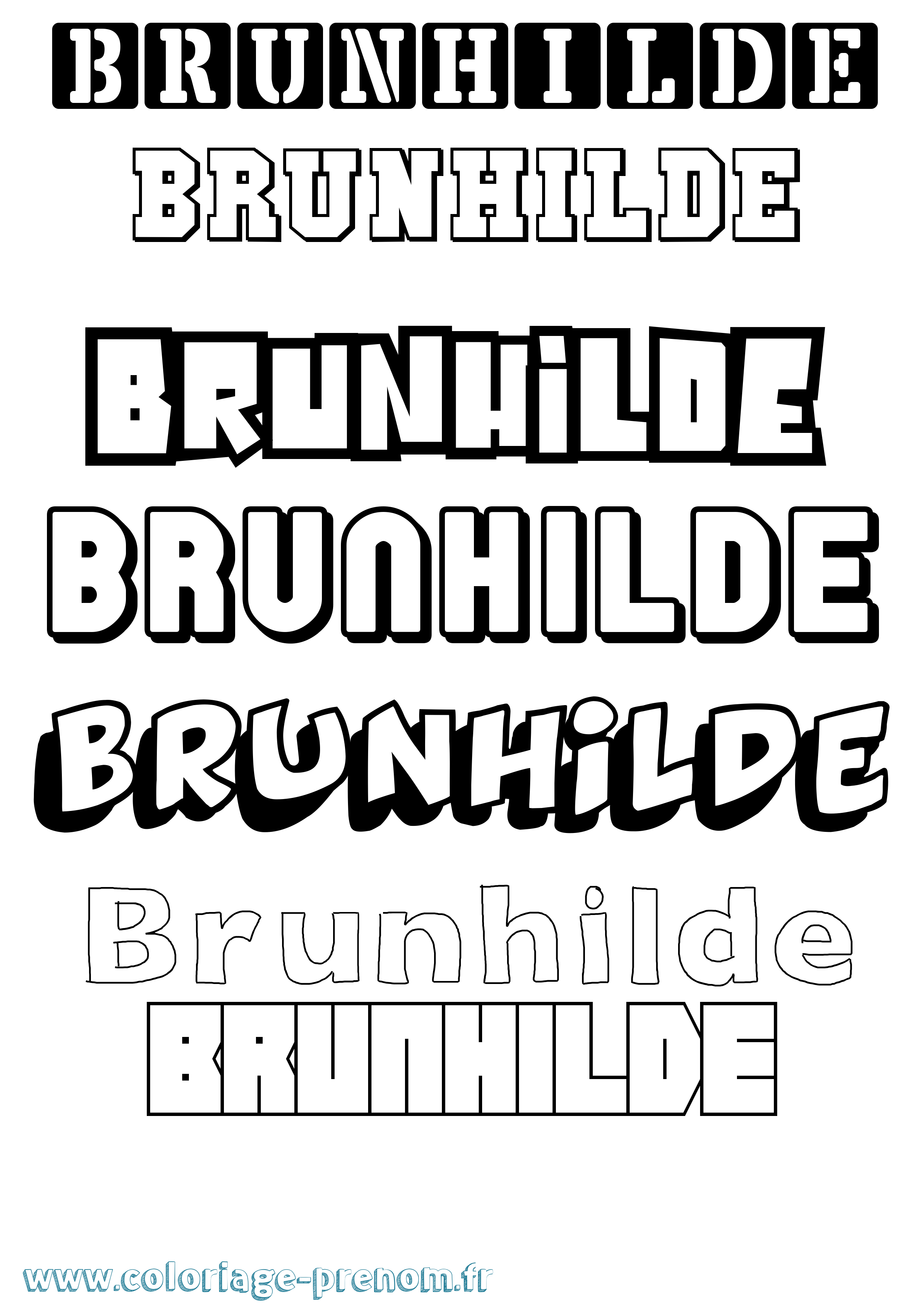 Coloriage prénom Brunhilde Simple