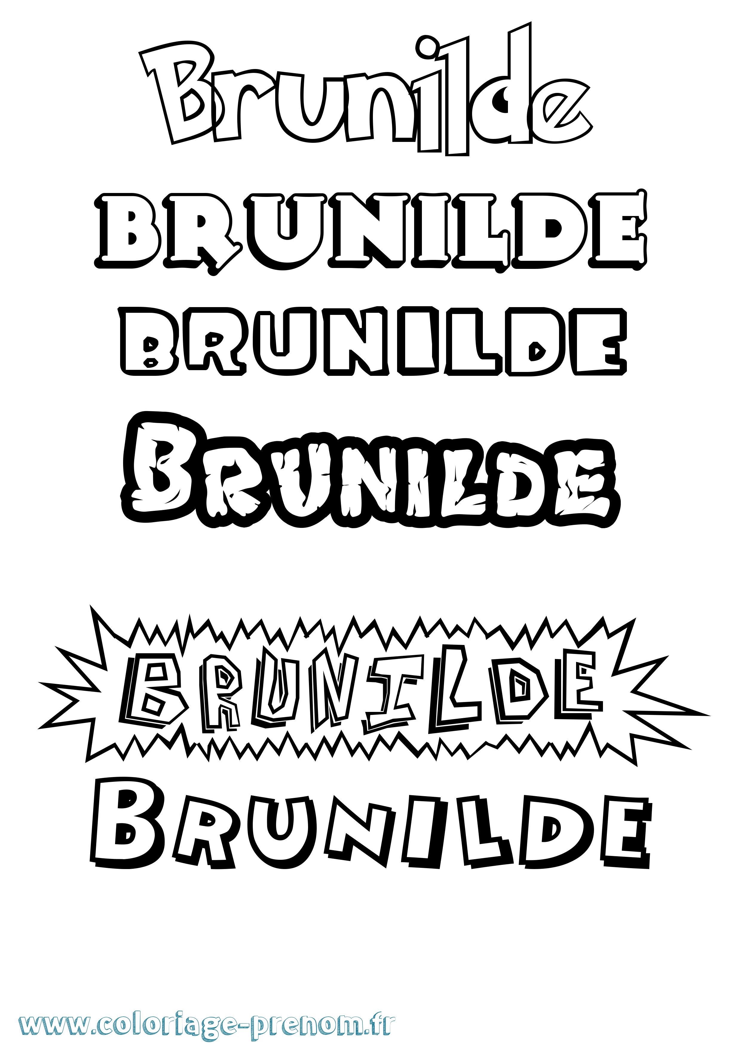 Coloriage Brunilde Coloriage prénom Brunilde