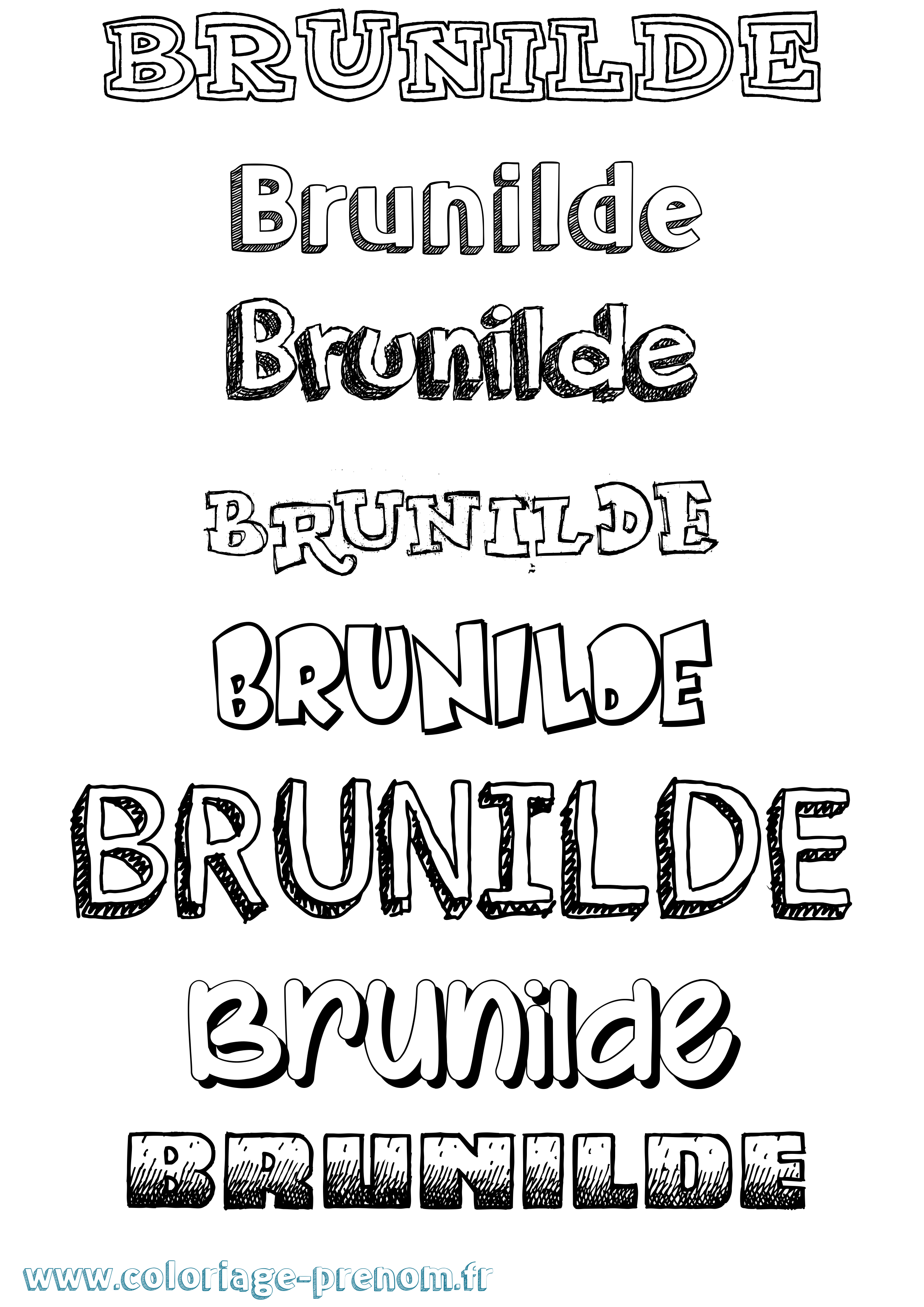 Coloriage prénom Brunilde Dessiné