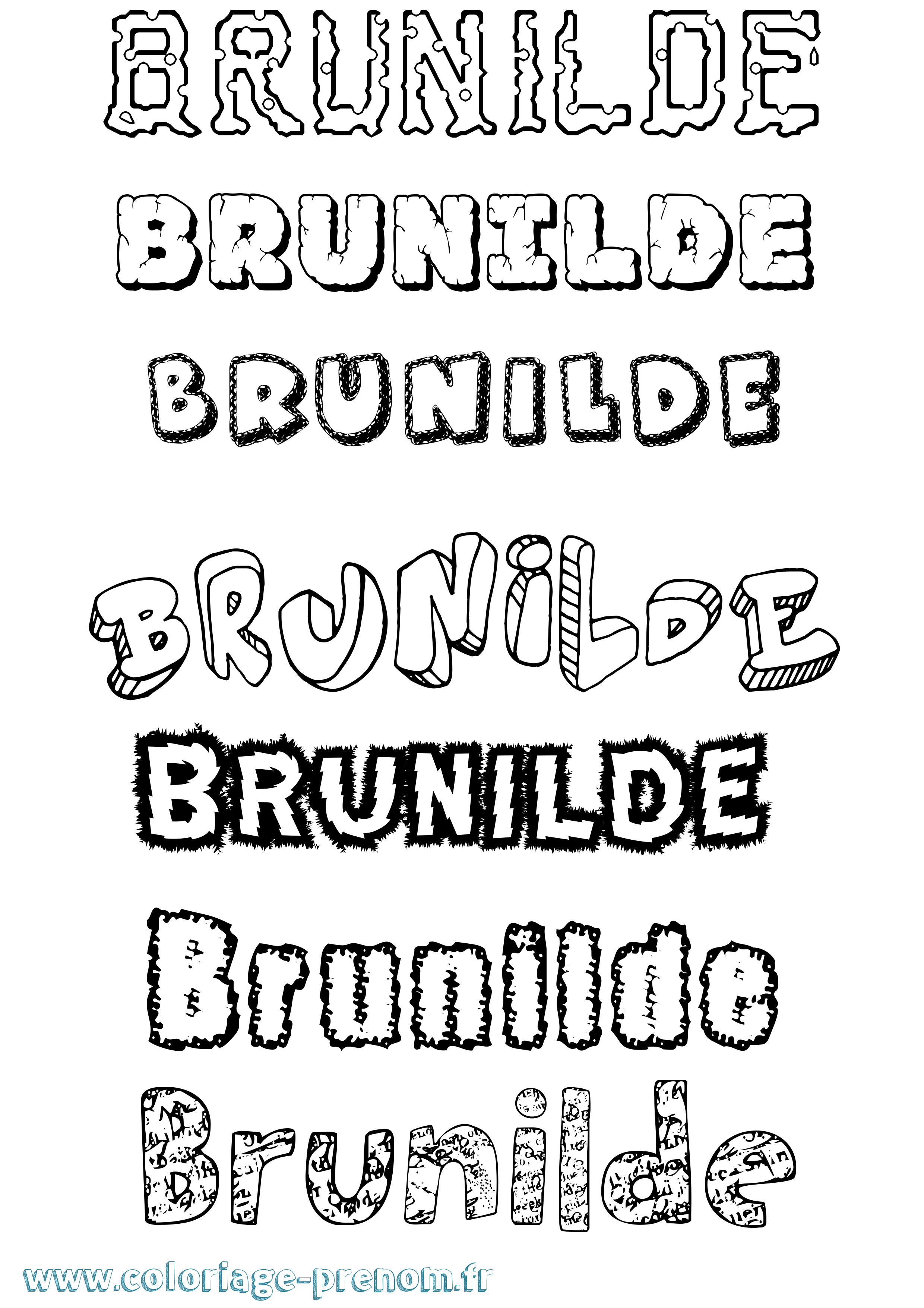 Coloriage prénom Brunilde Destructuré
