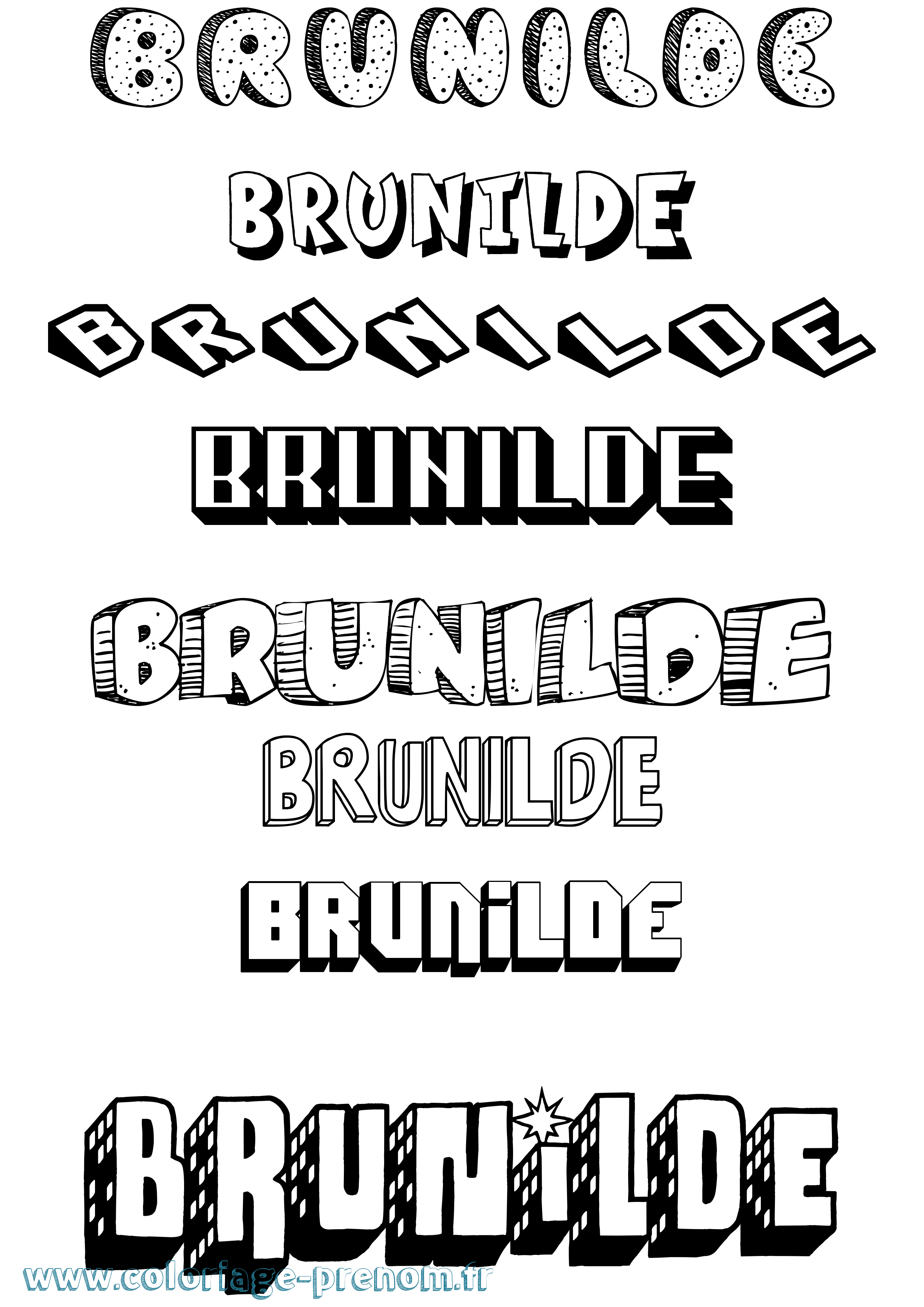 Coloriage prénom Brunilde Effet 3D