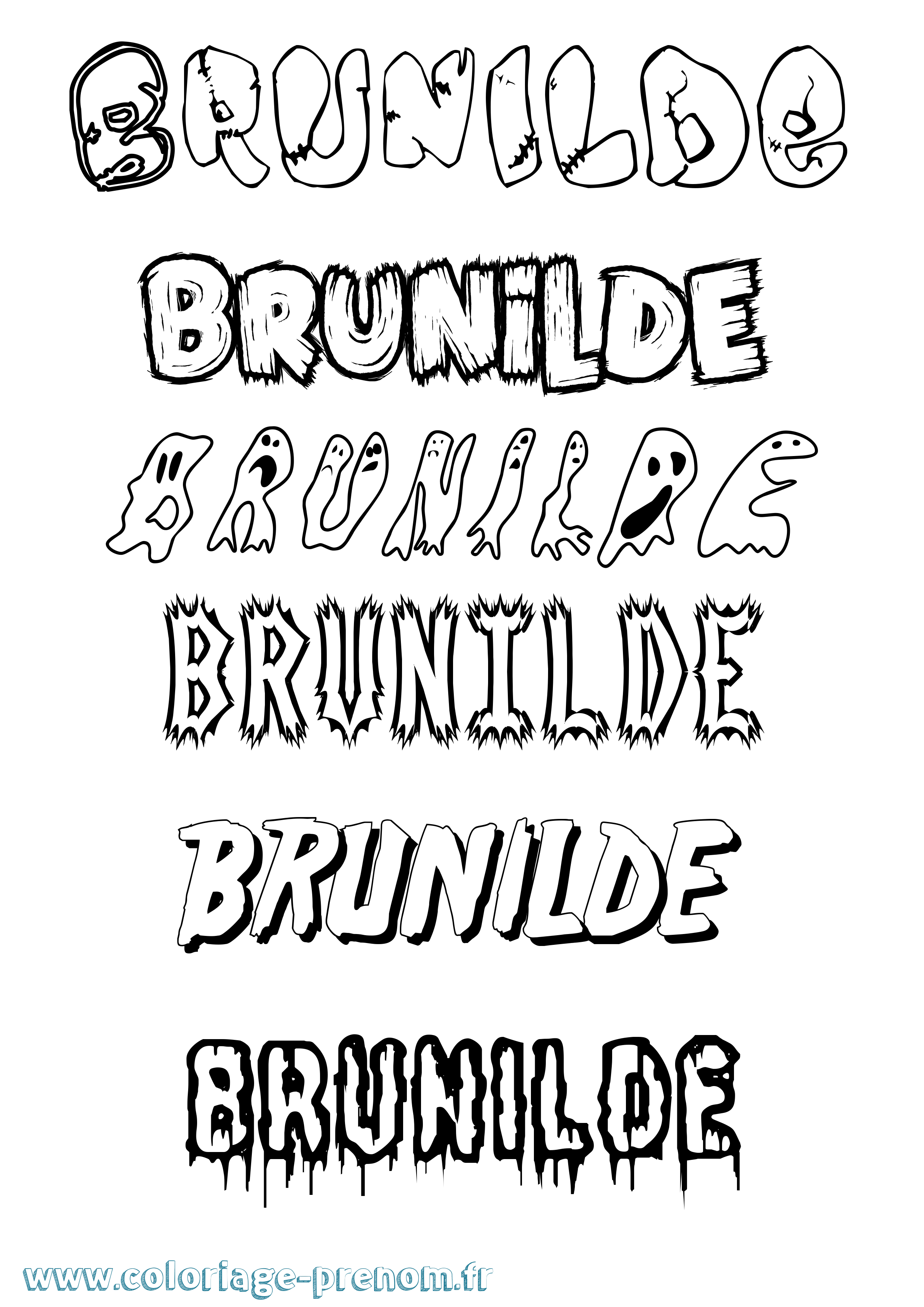 Coloriage Brunilde Coloriage prénom Brunilde