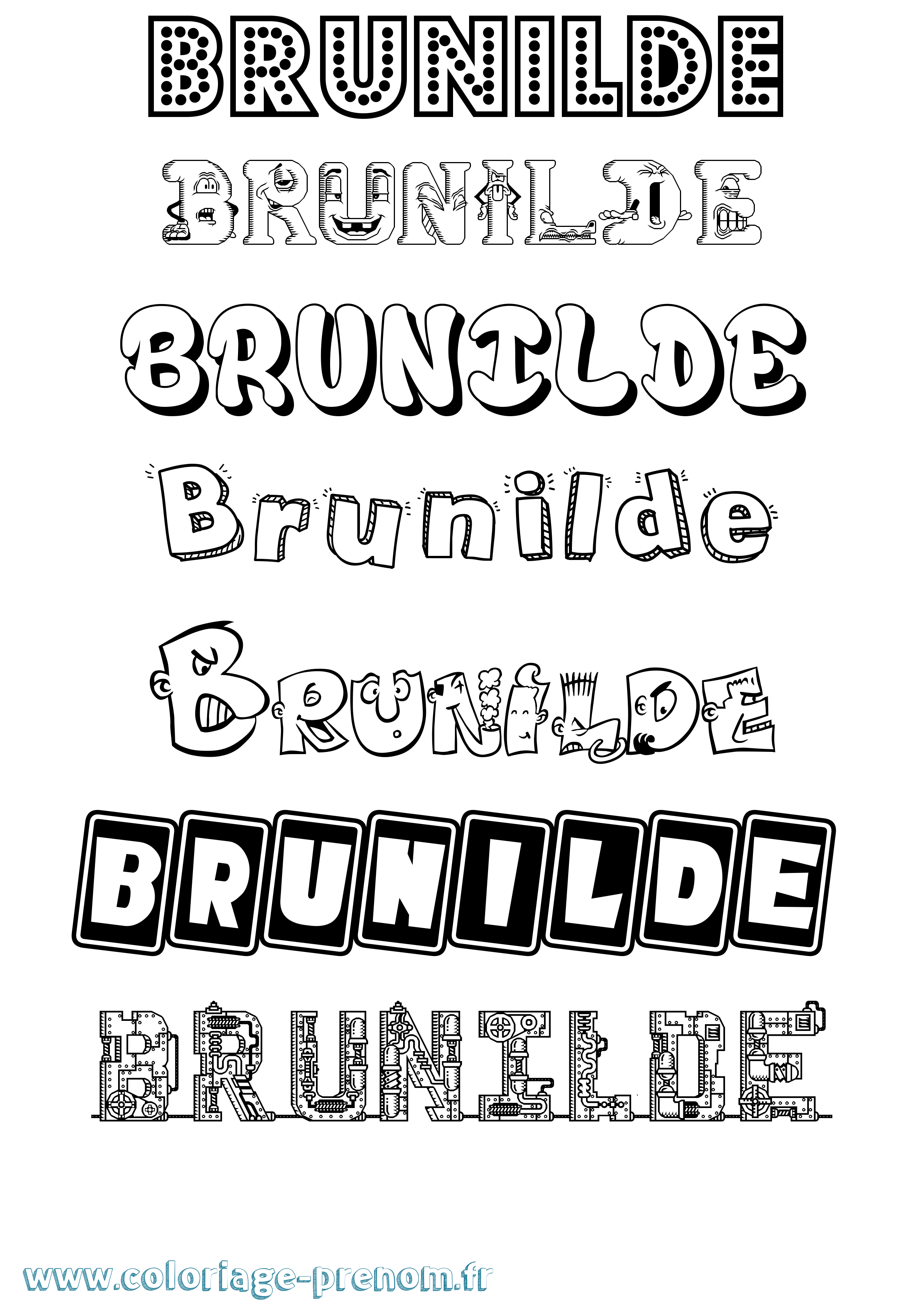 Coloriage prénom Brunilde Fun