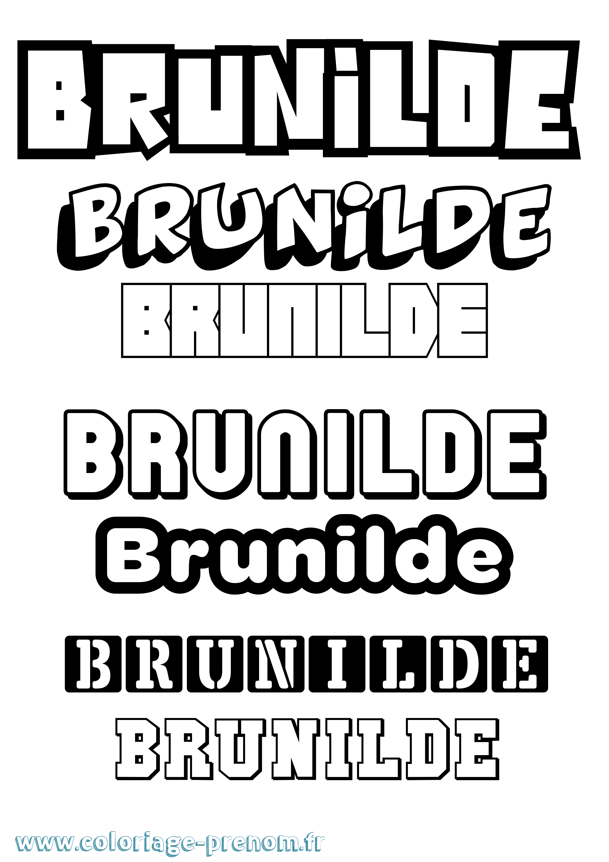 Coloriage prénom Brunilde Simple