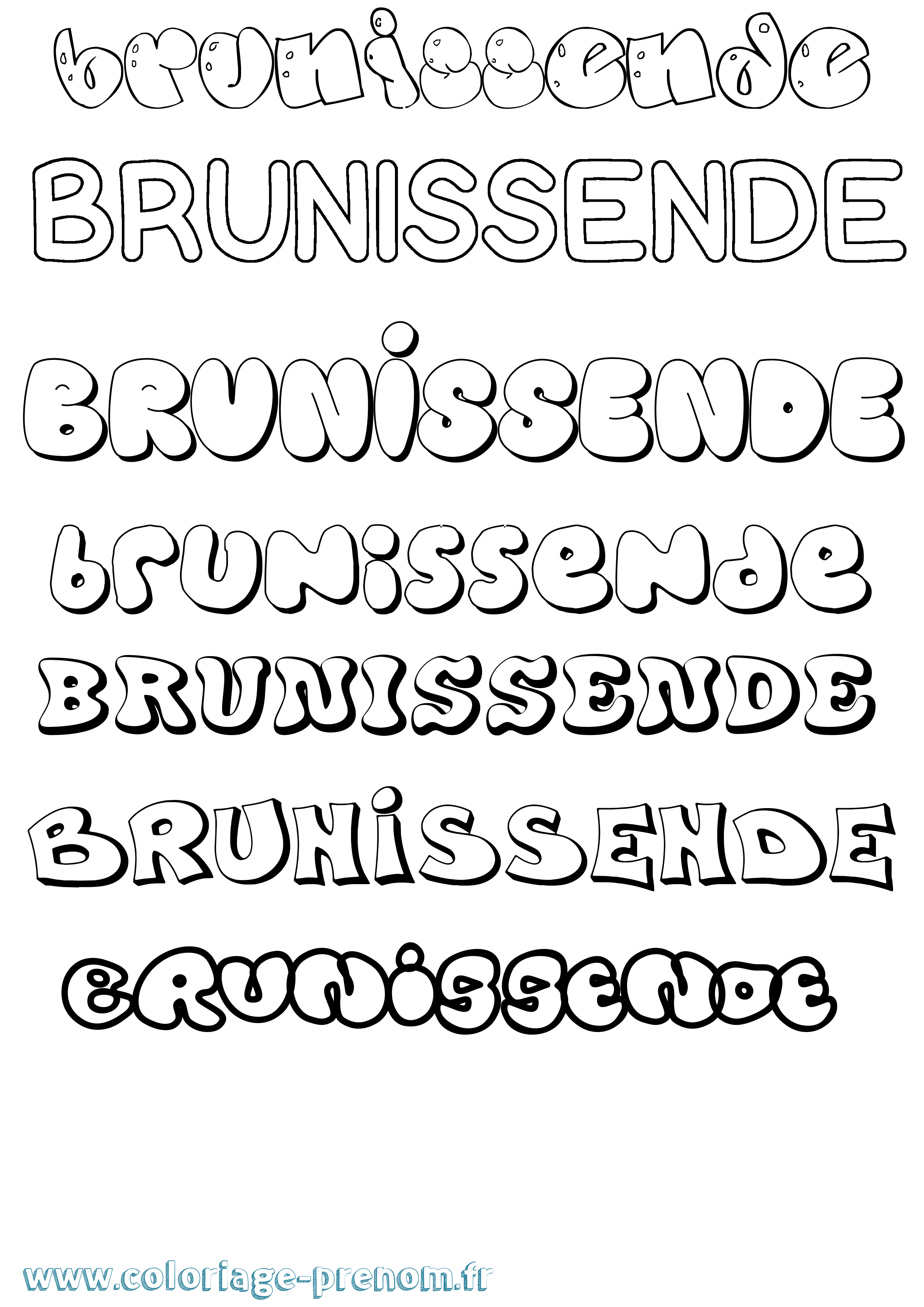 Coloriage Brunissende Bubble Coloriage prénom Brunissende Bubble