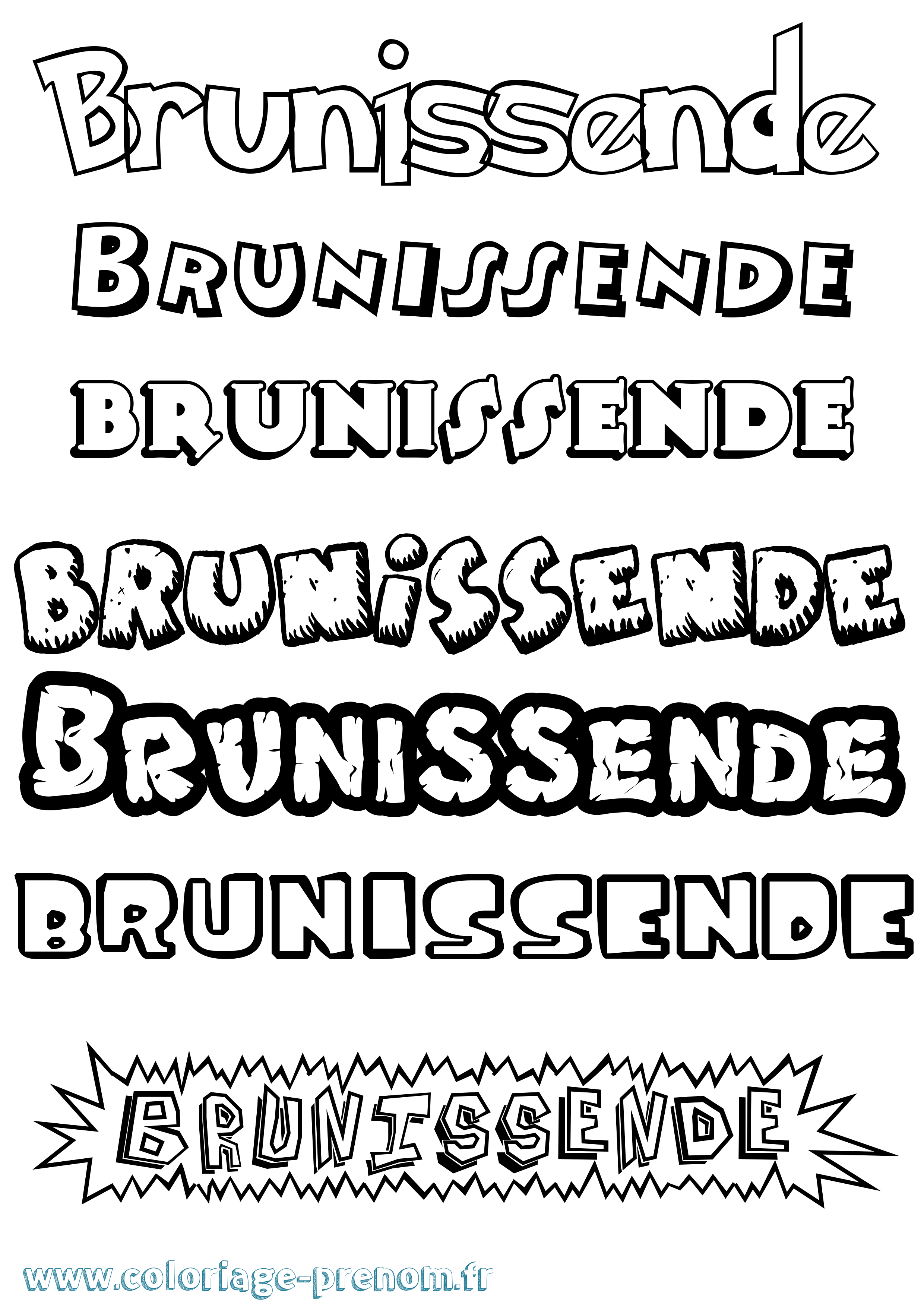 Coloriage Brunissende Dessin Animé Coloriage prénom Brunissende Dessin Animé