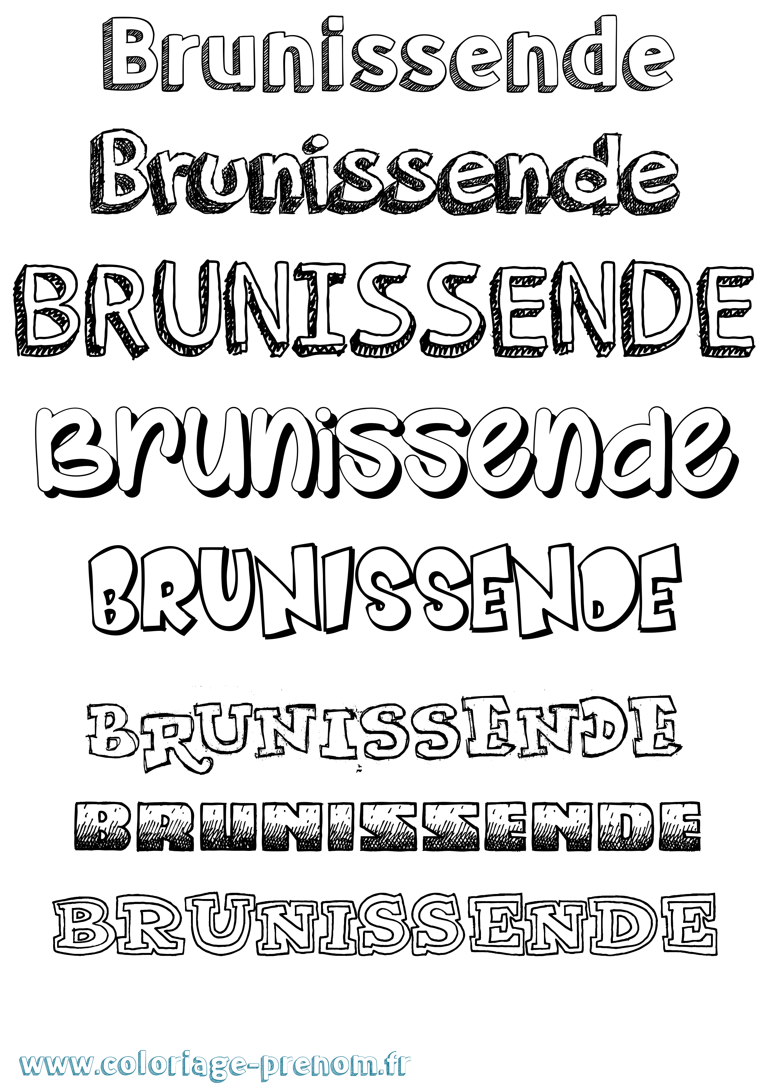 Coloriage Brunissende Dessiné Coloriage prénom Brunissende Dessiné
