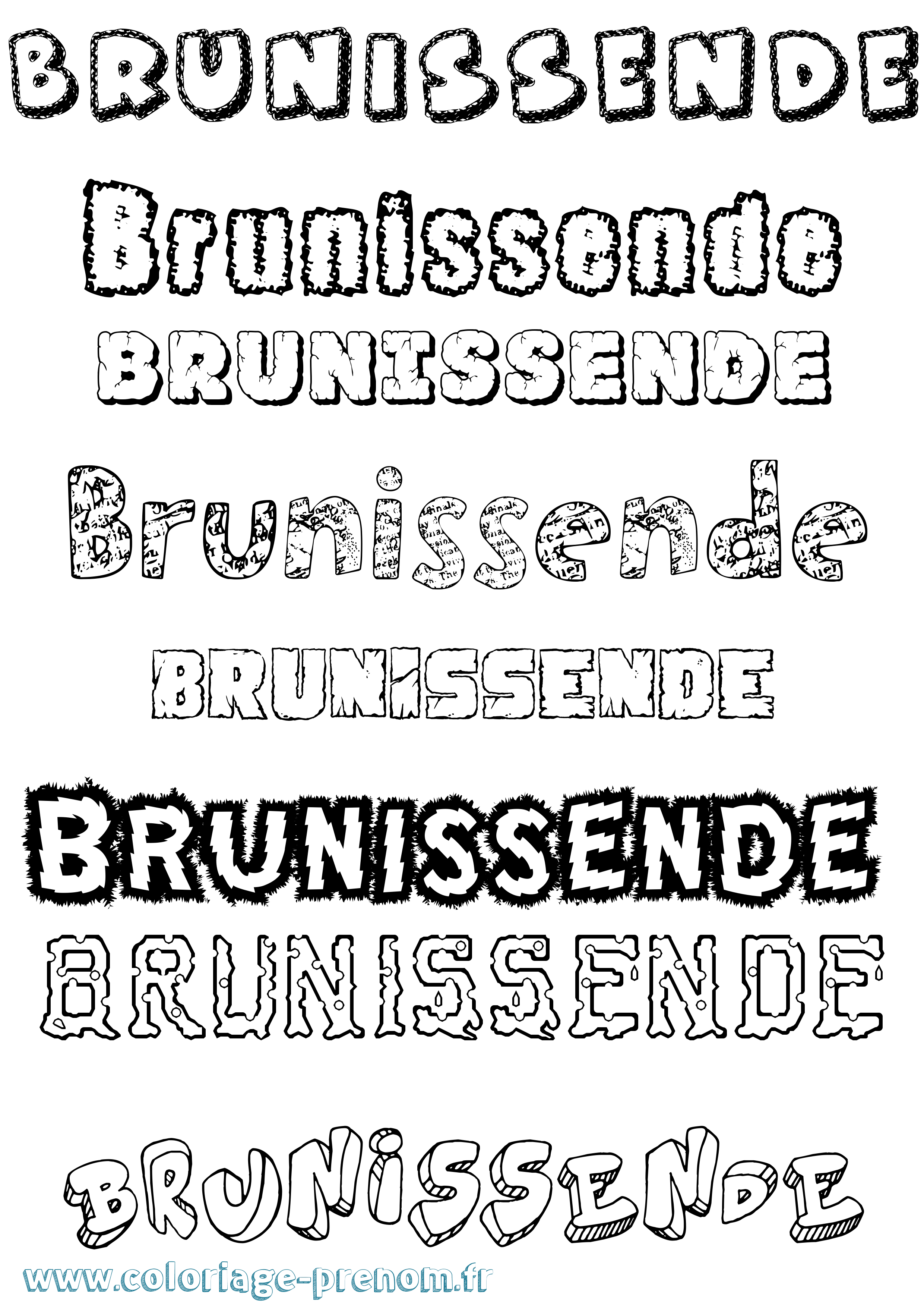 Coloriage Brunissende Destructuré Coloriage prénom Brunissende Destructuré