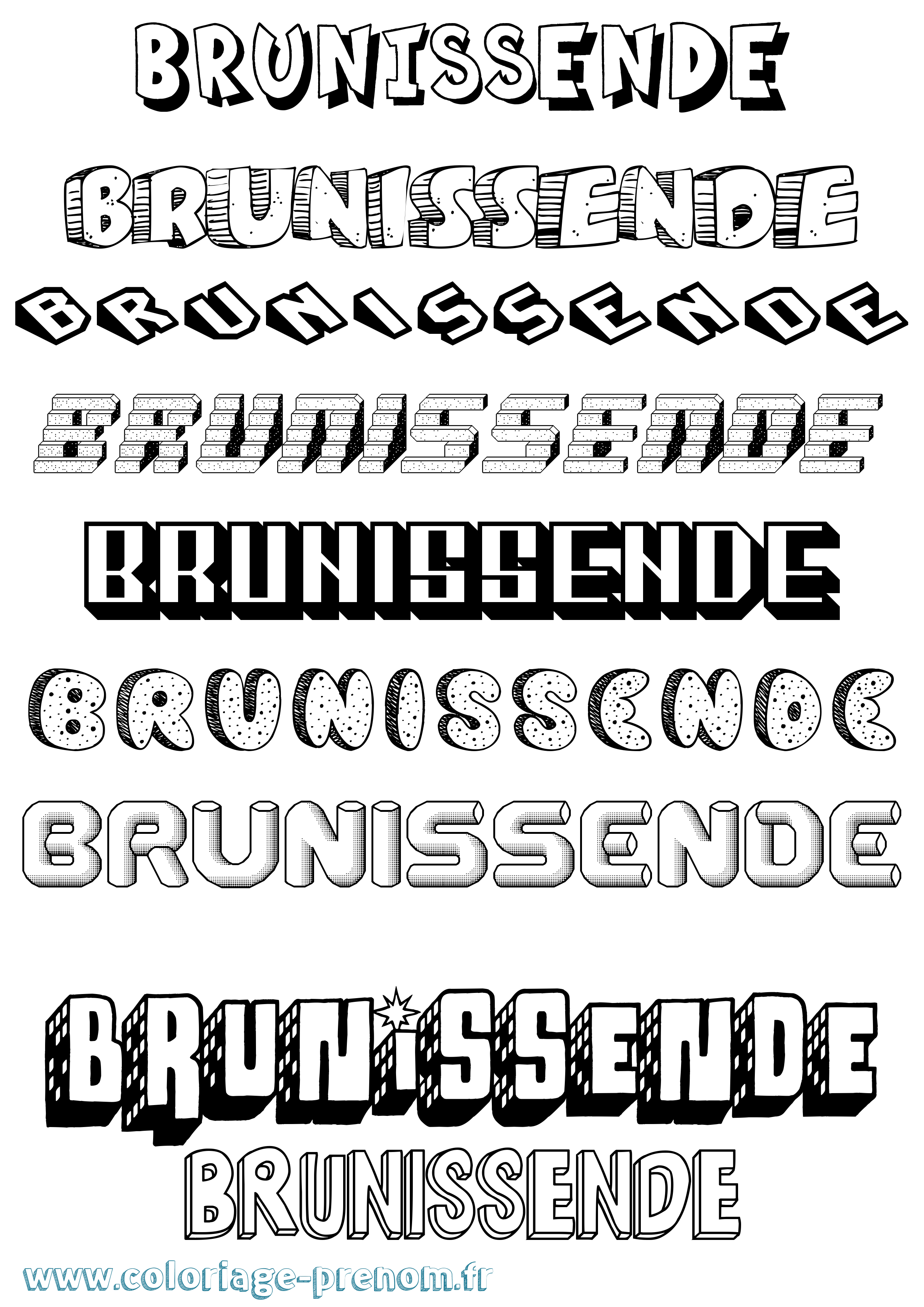 Coloriage Brunissende Effet 3D Coloriage prénom Brunissende Effet 3D