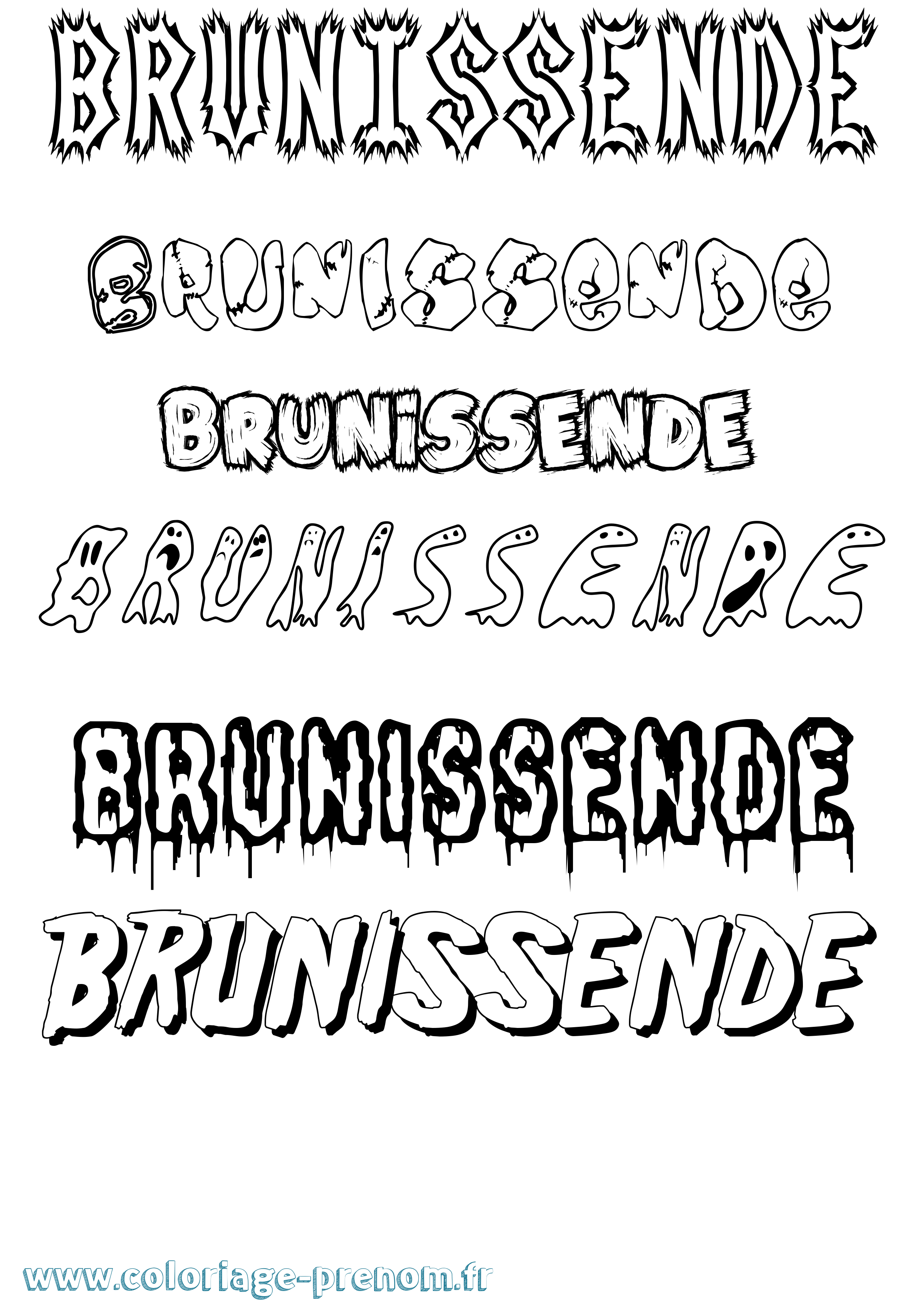 Coloriage Brunissende Frisson Coloriage prénom Brunissende Frisson
