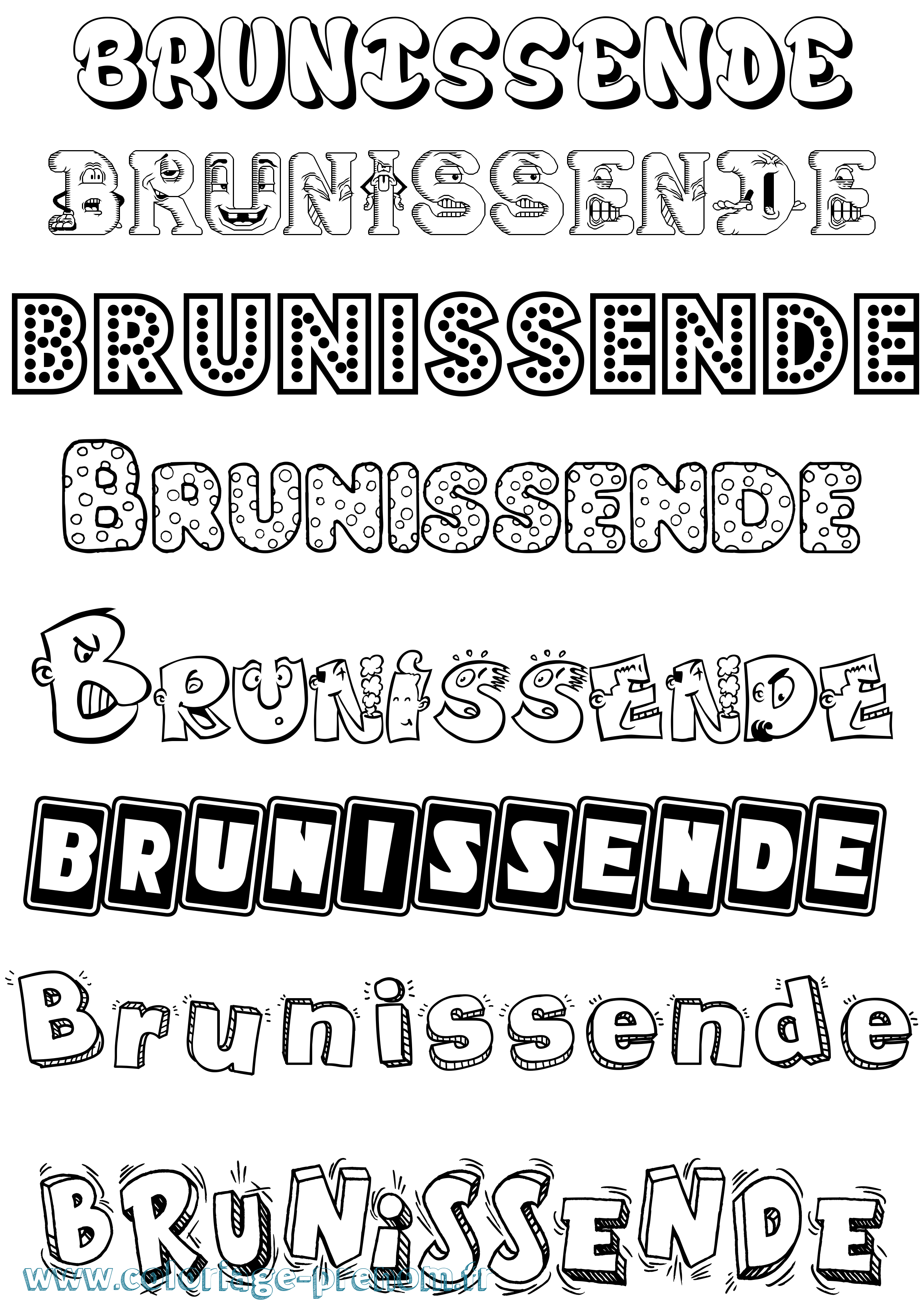 Coloriage Brunissende Fun Coloriage prénom Brunissende Fun