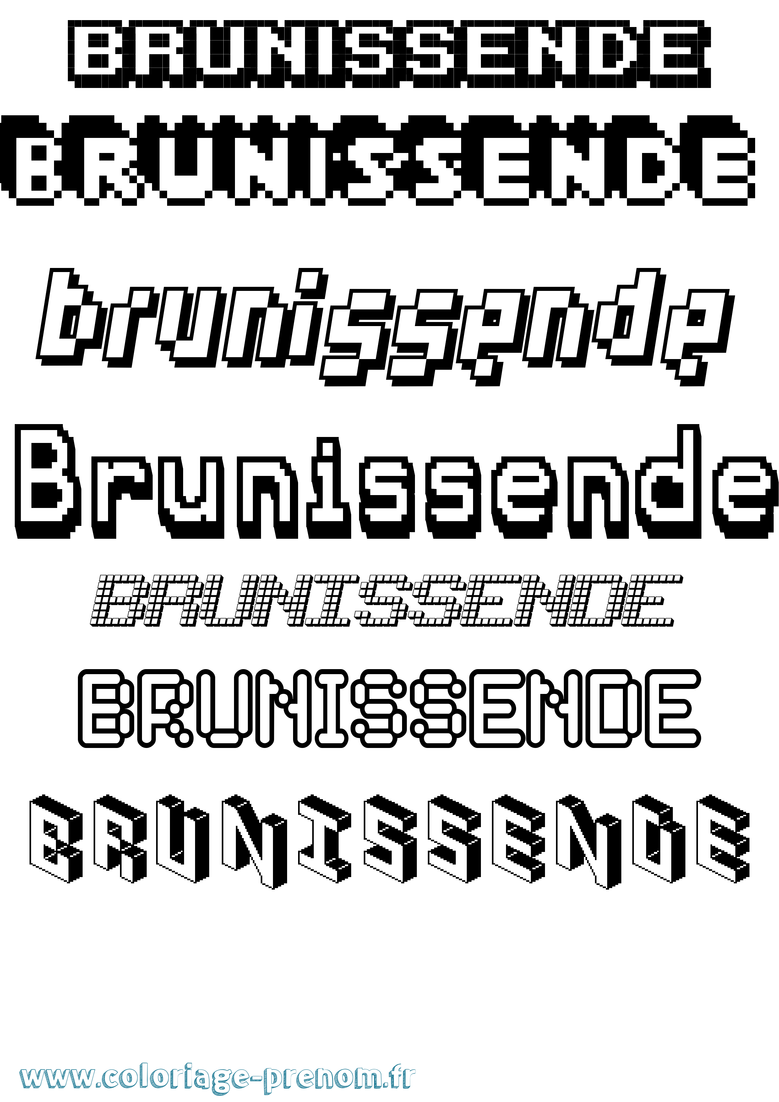 Coloriage Brunissende Pixel Coloriage prénom Brunissende Pixel