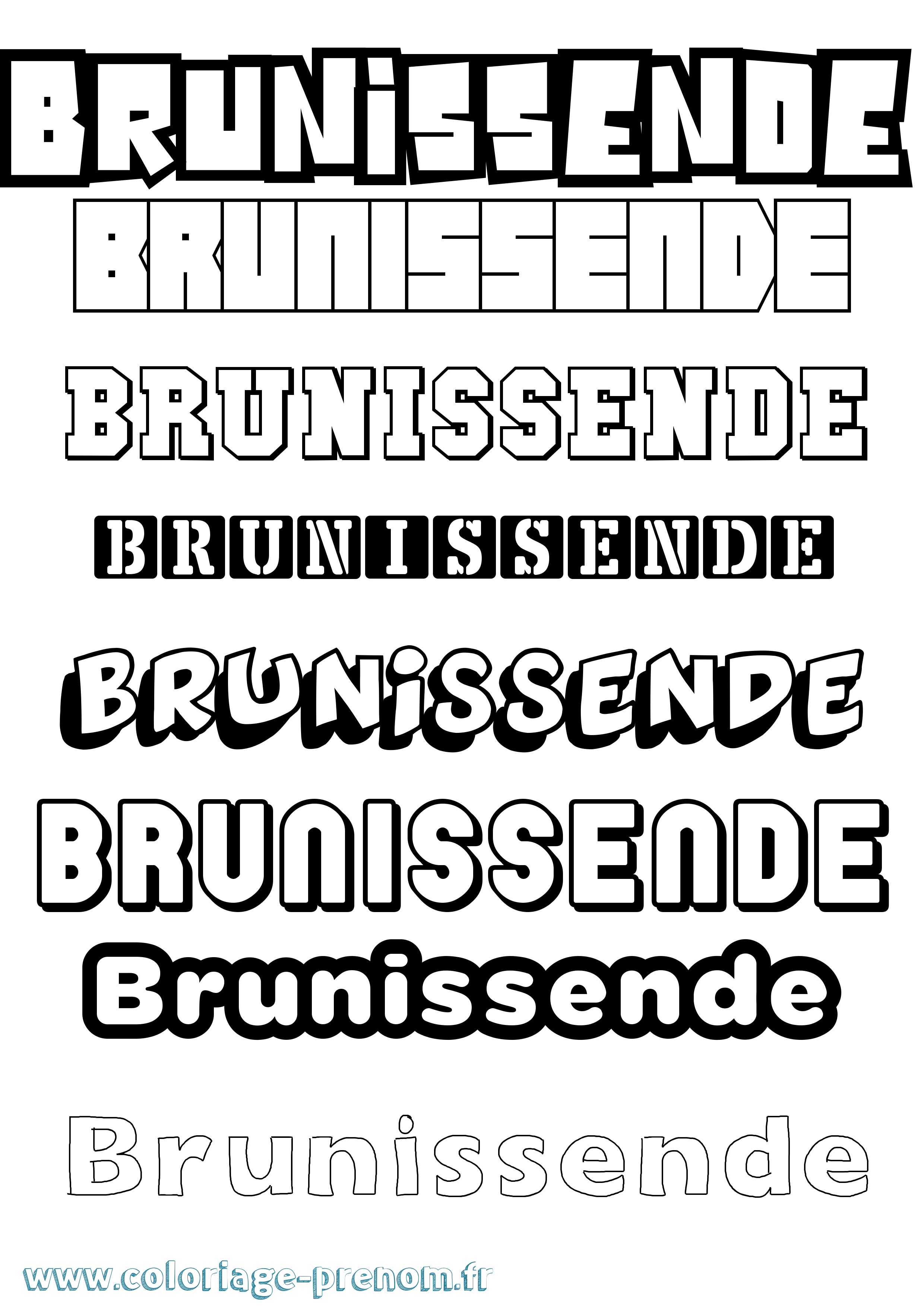 Coloriage Brunissende Simple Coloriage prénom Brunissende Simple