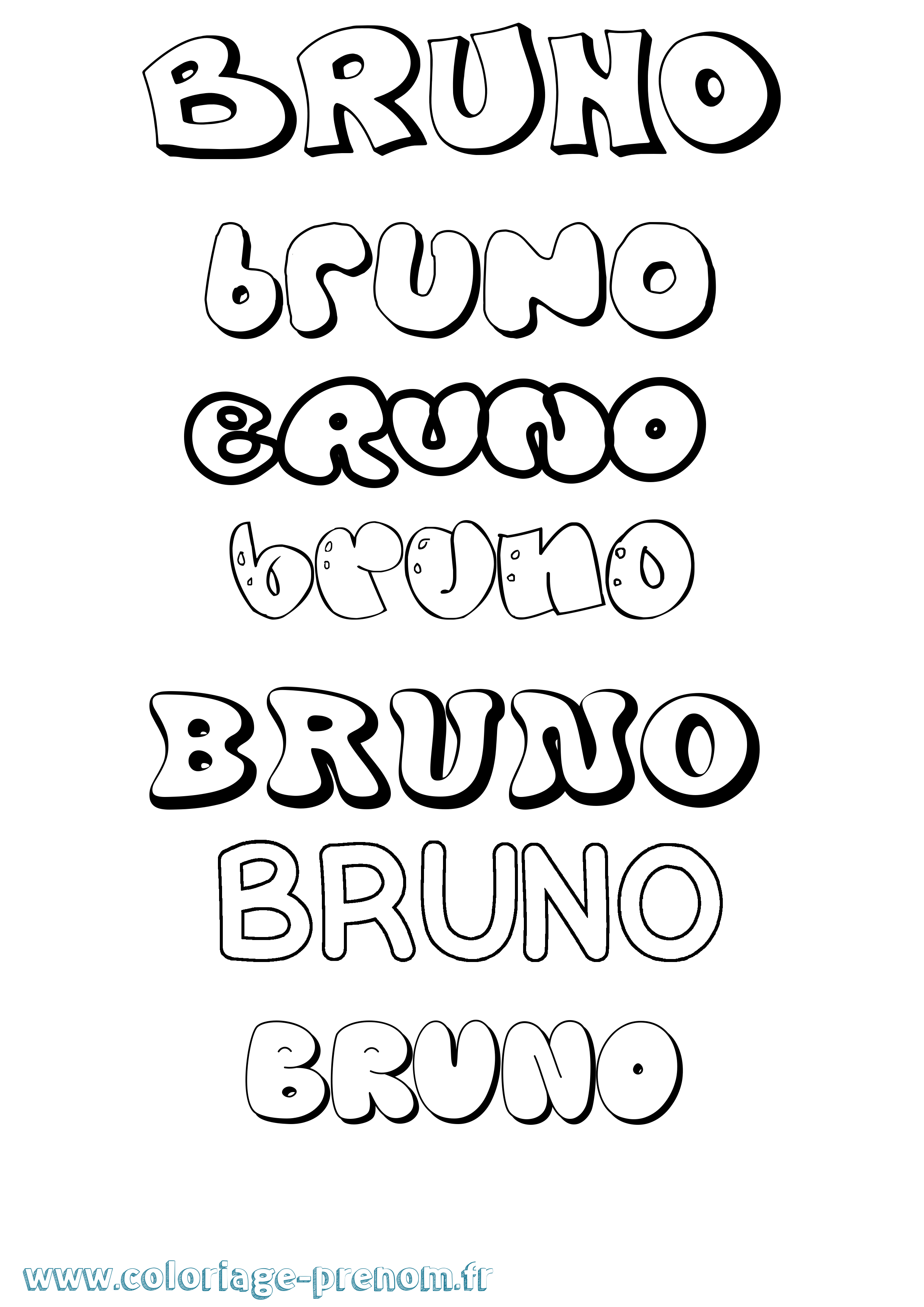 Coloriage prénom Bruno Bubble