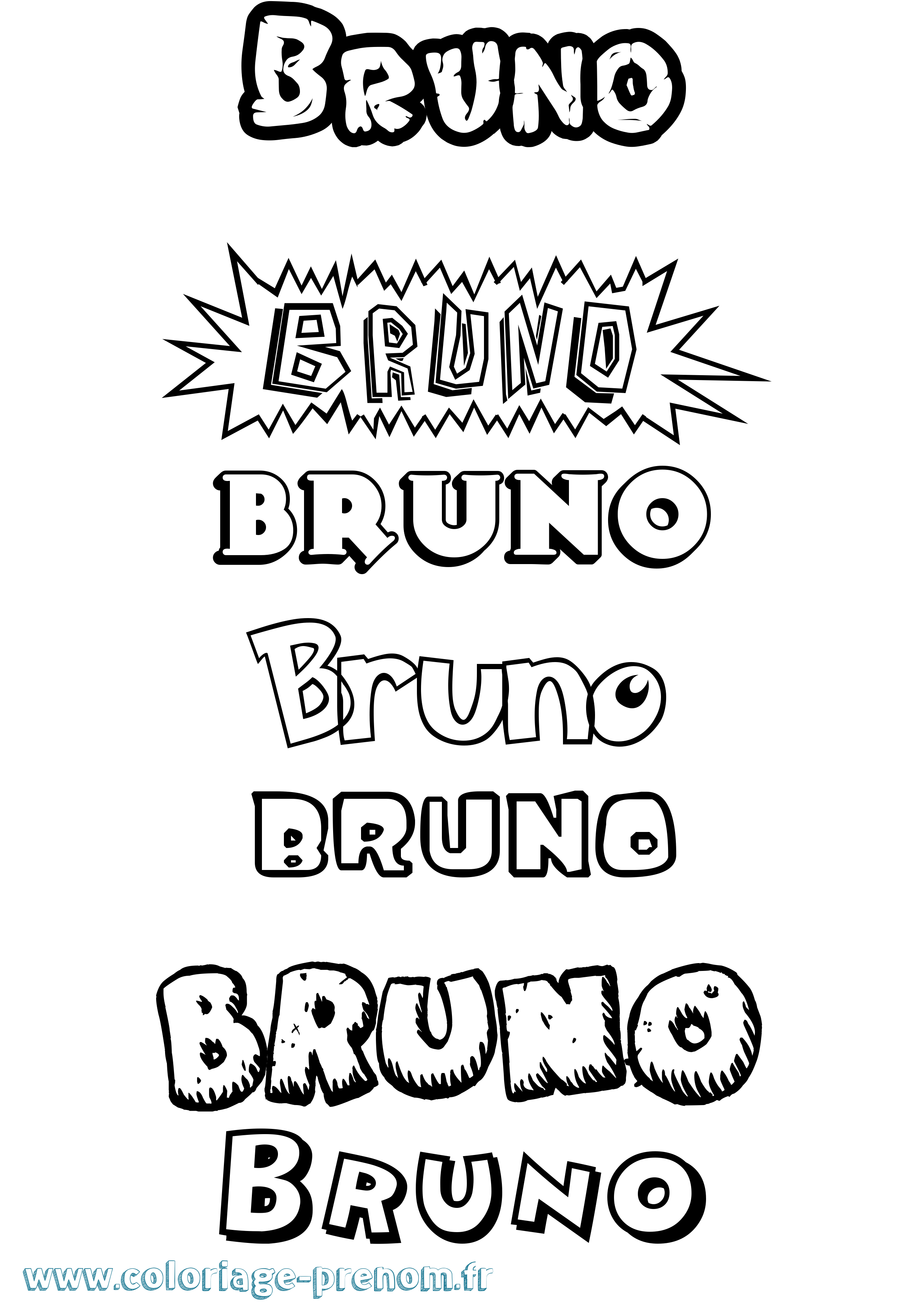 Coloriage prénom Bruno Dessin Animé