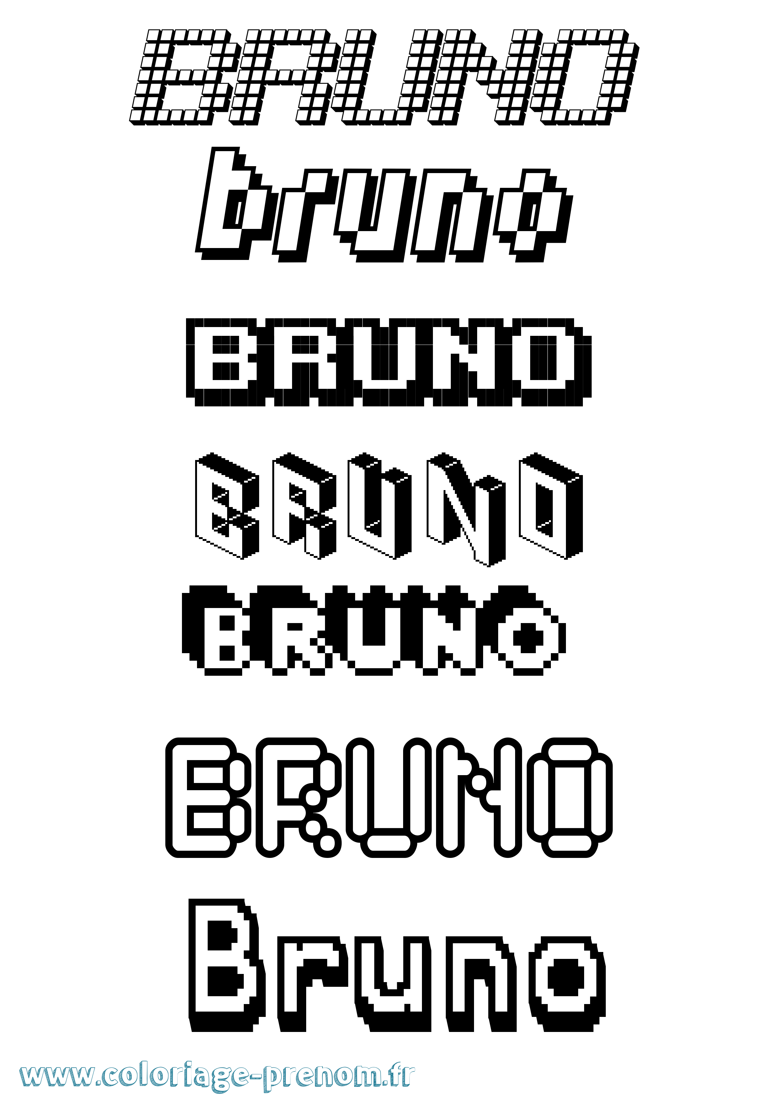 Coloriage prénom Bruno Pixel