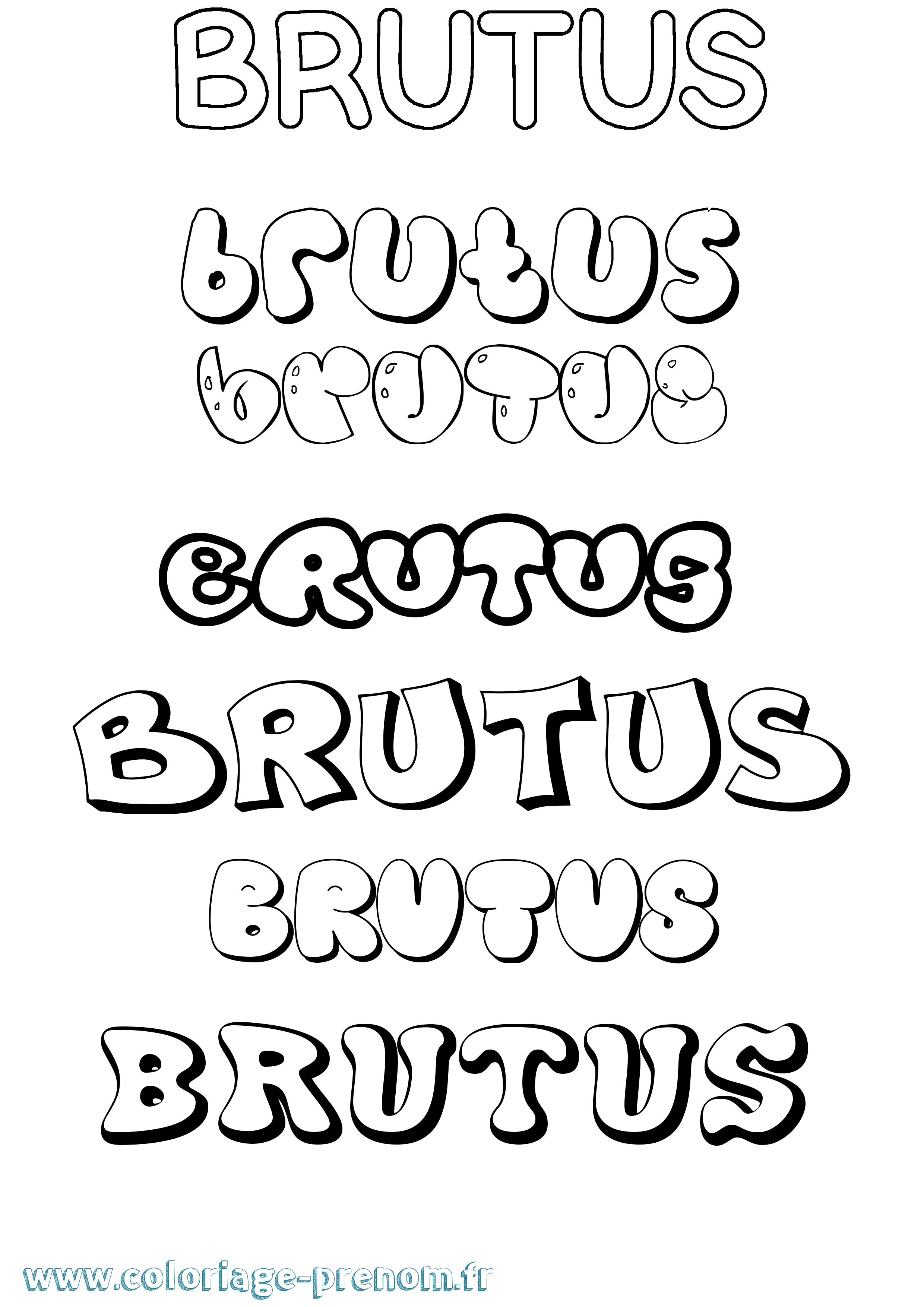 Coloriage prénom Brutus Bubble