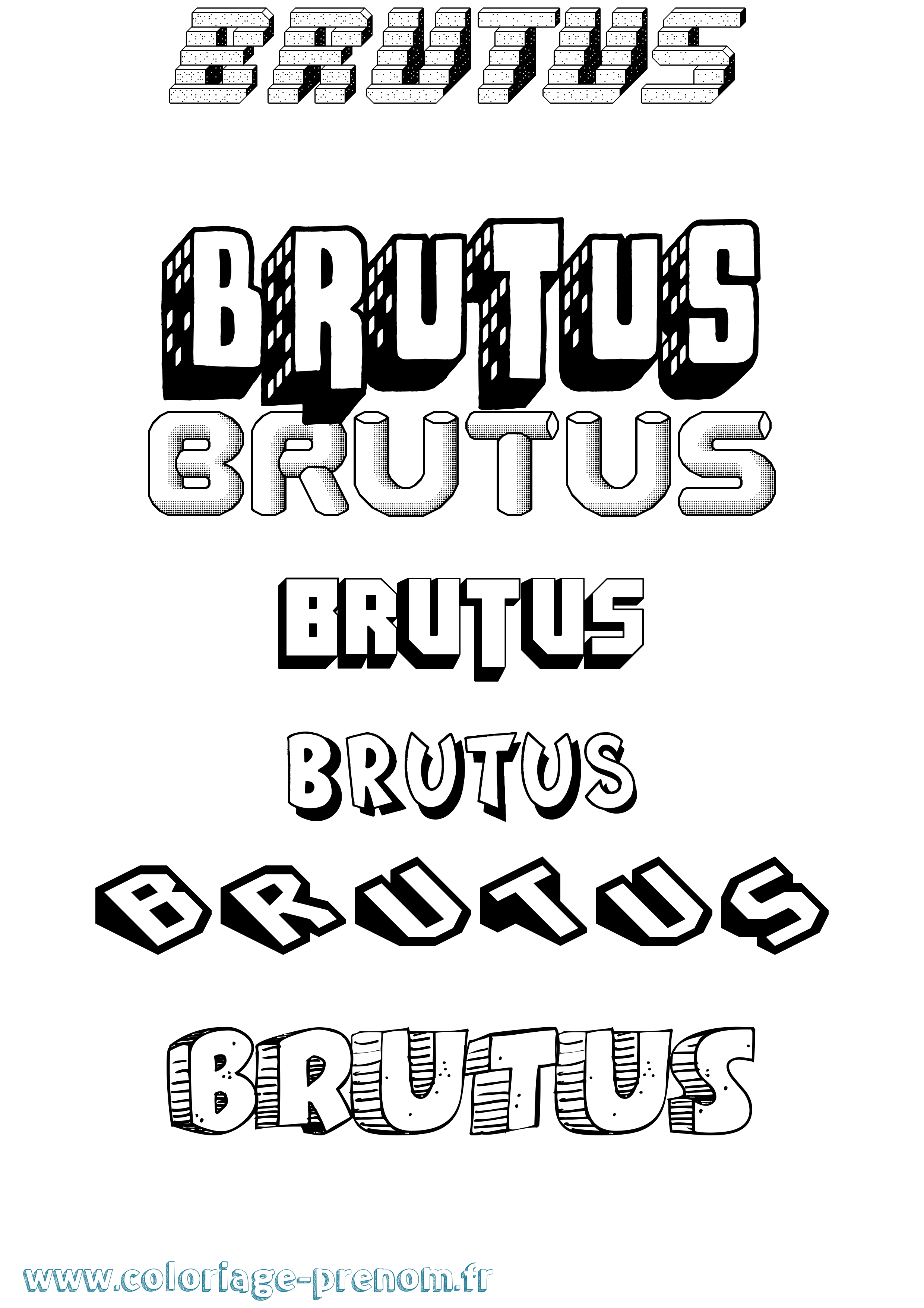 Coloriage prénom Brutus Effet 3D