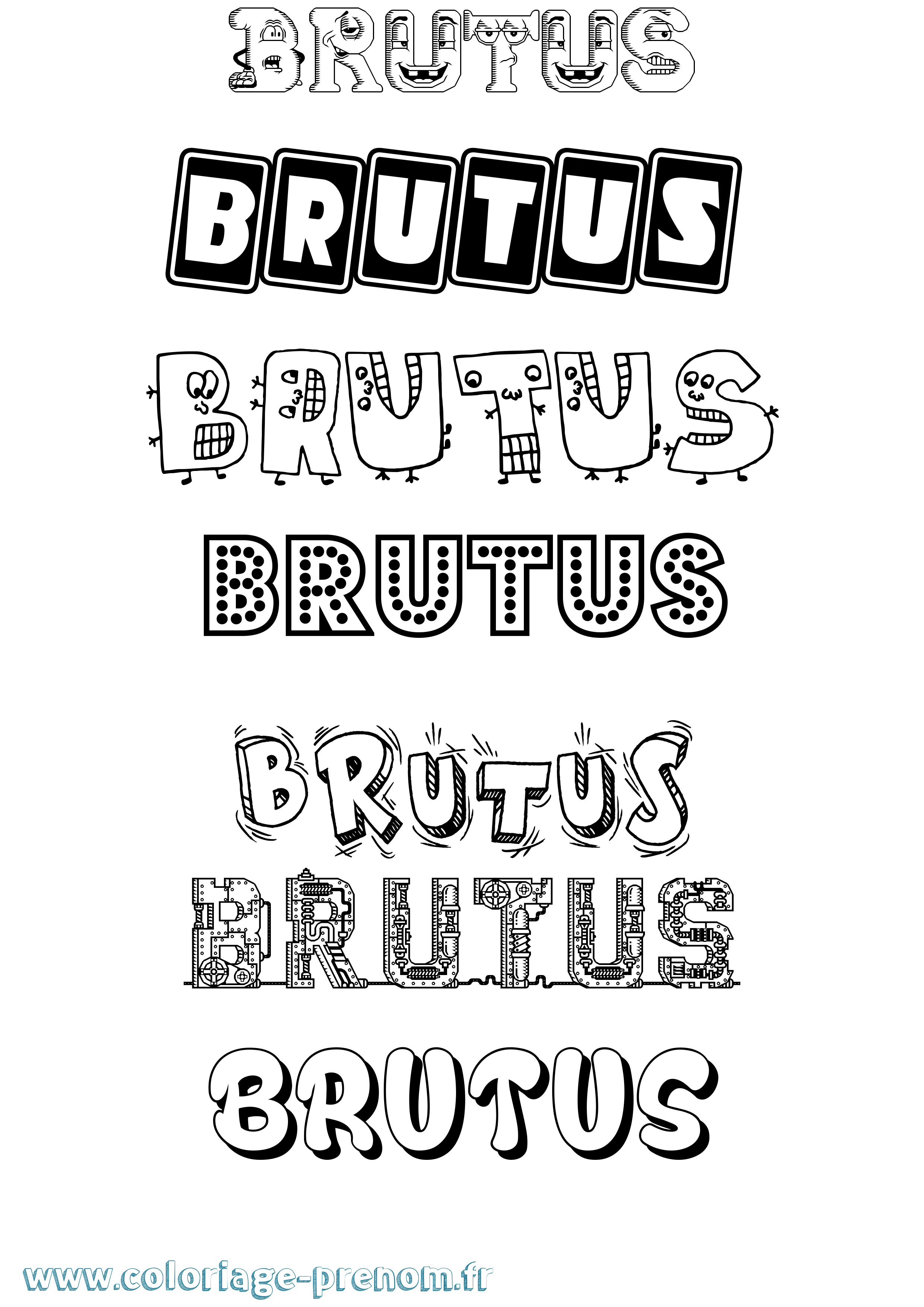 Coloriage prénom Brutus Fun