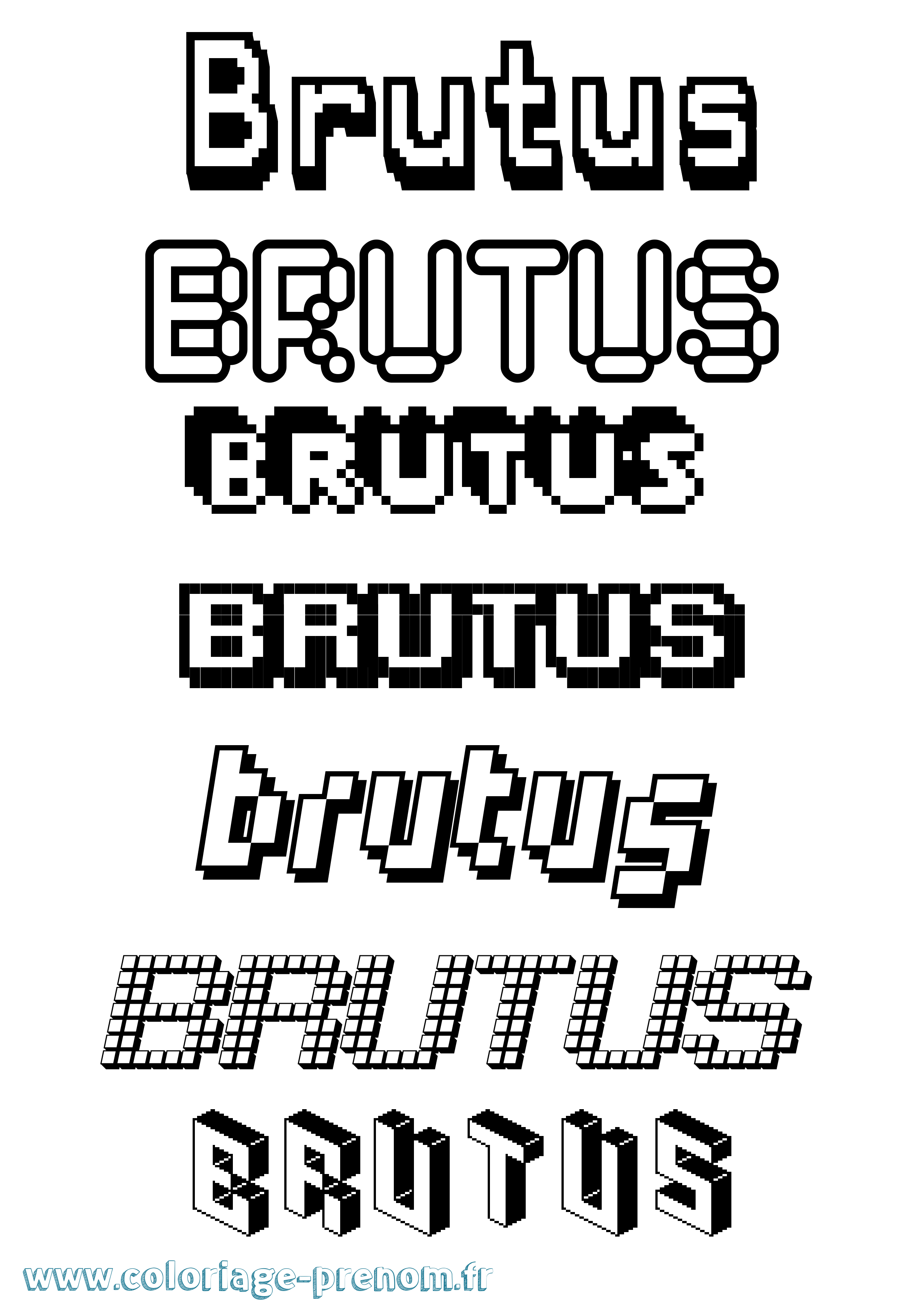 Coloriage prénom Brutus Pixel