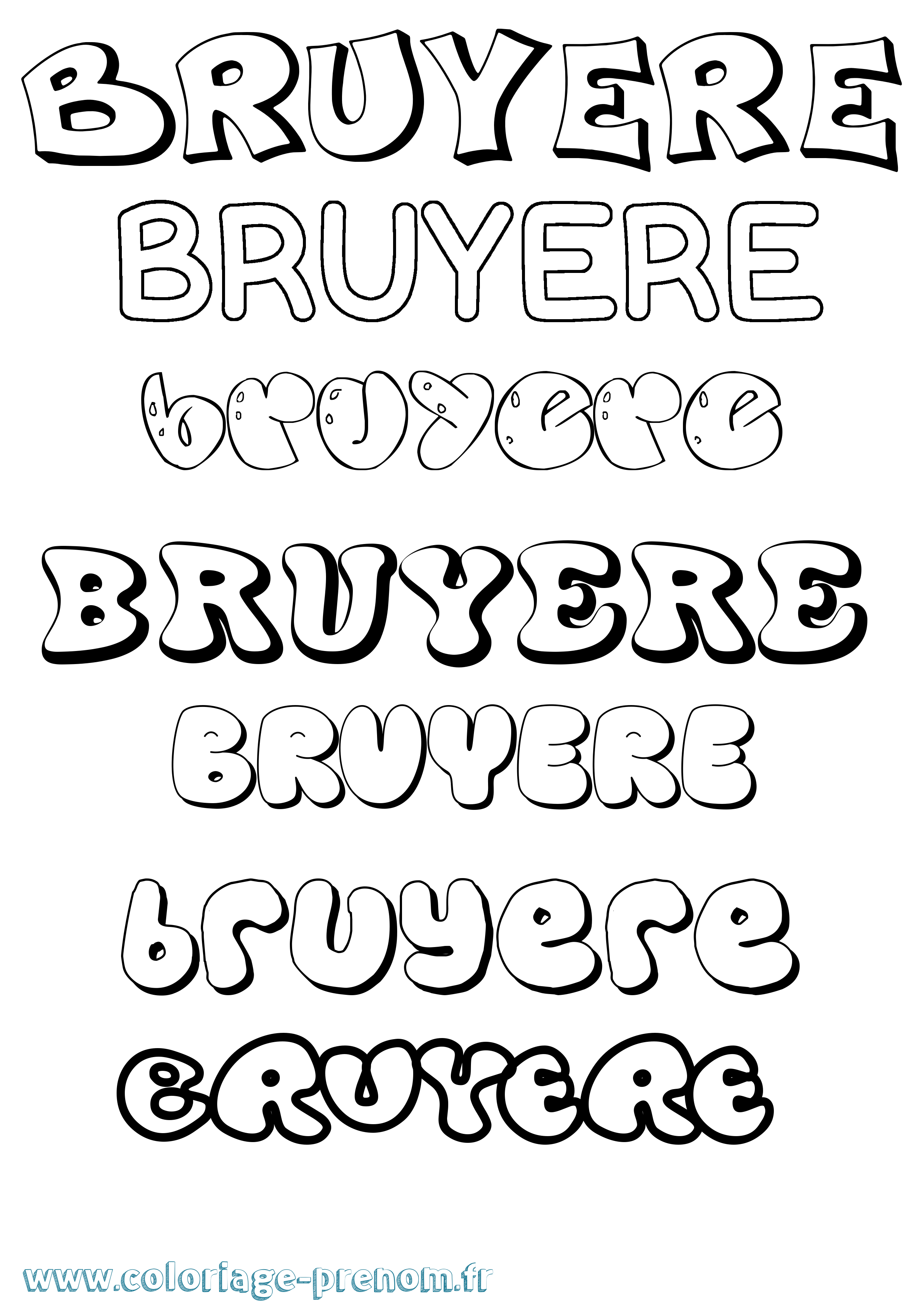 Coloriage Bruyere Bubble Coloriage prénom Bruyere Bubble