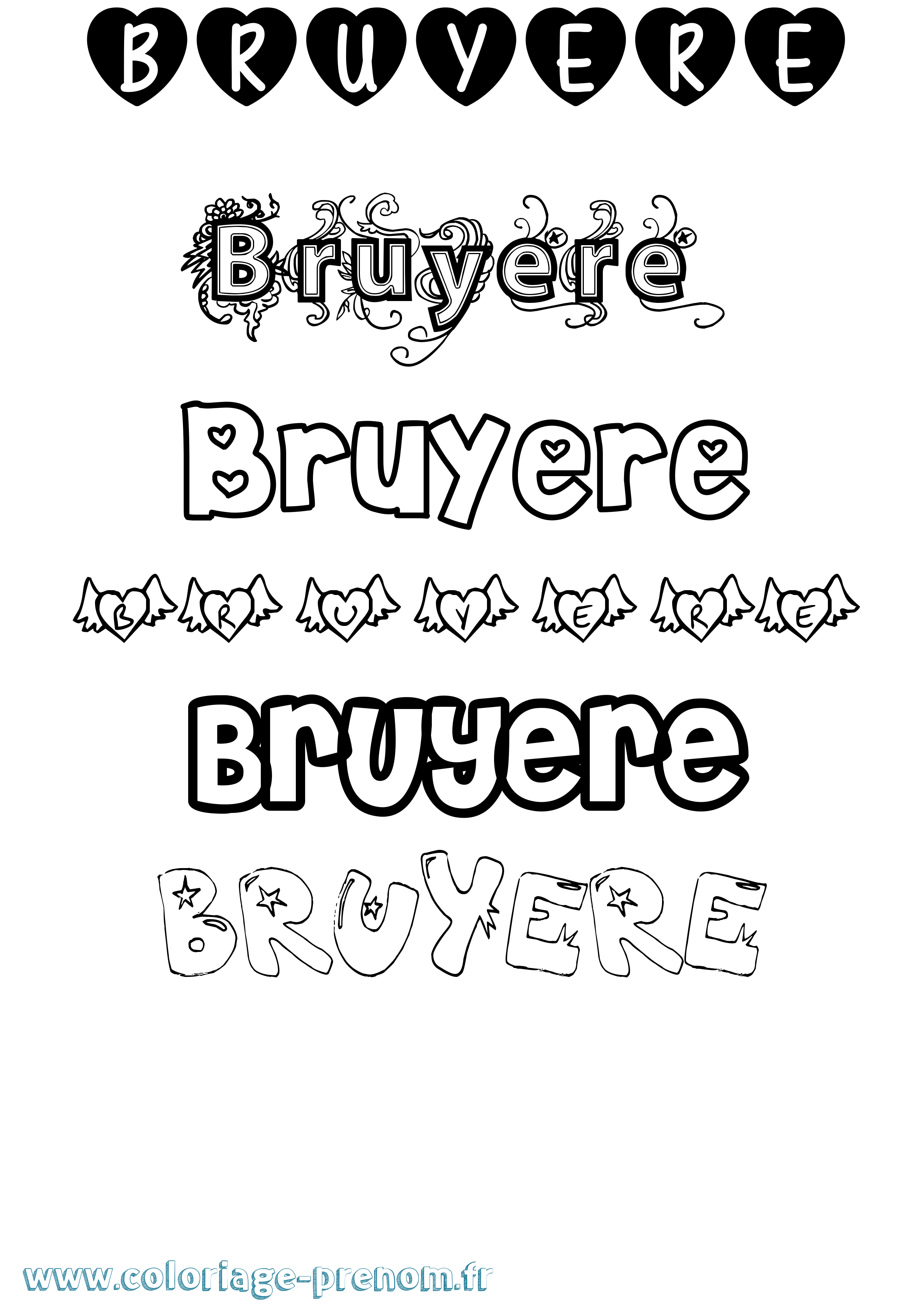 Coloriage Bruyere Girly Coloriage prénom Bruyere Girly