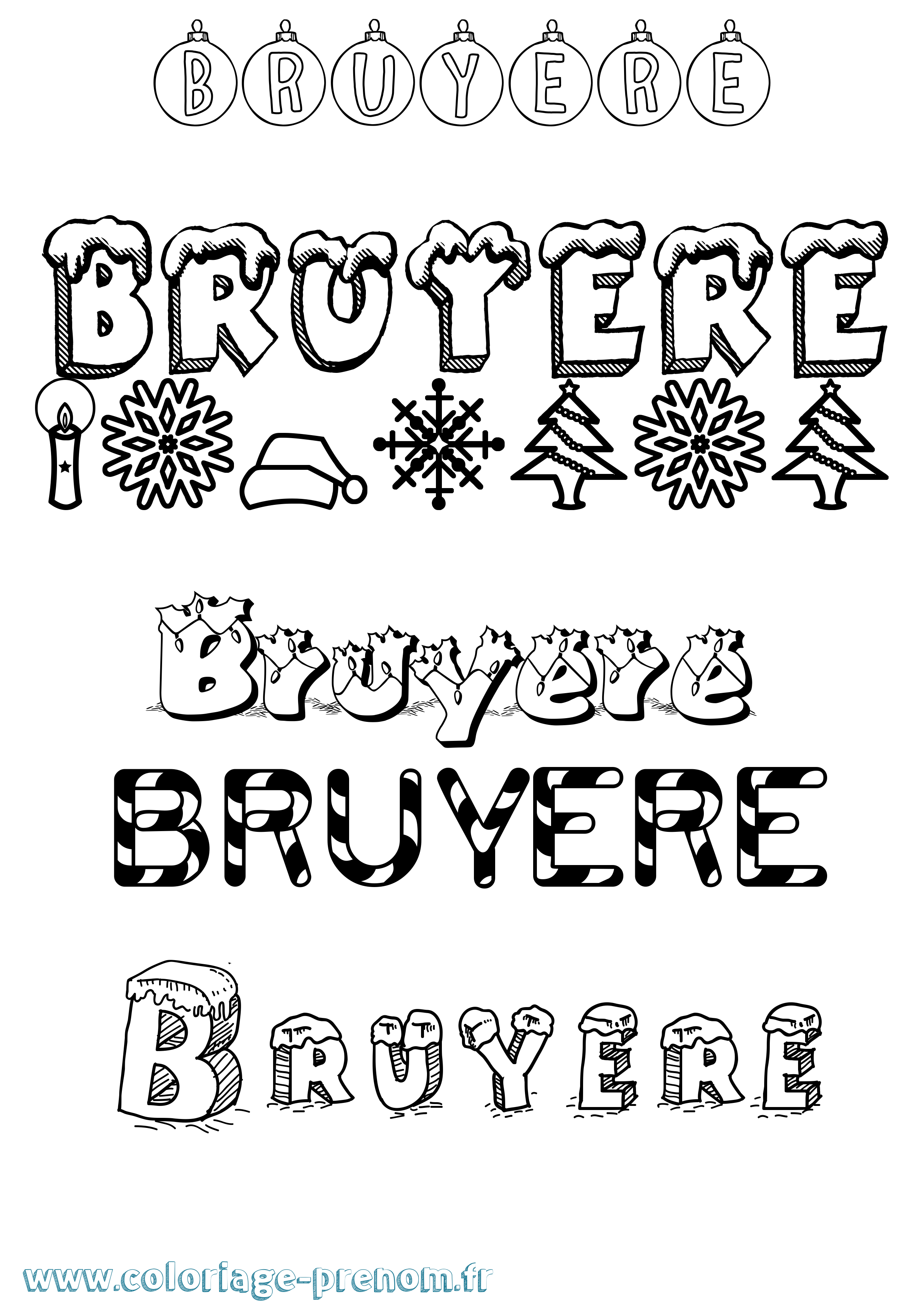 Coloriage Bruyere Noël Coloriage prénom Bruyere Noël