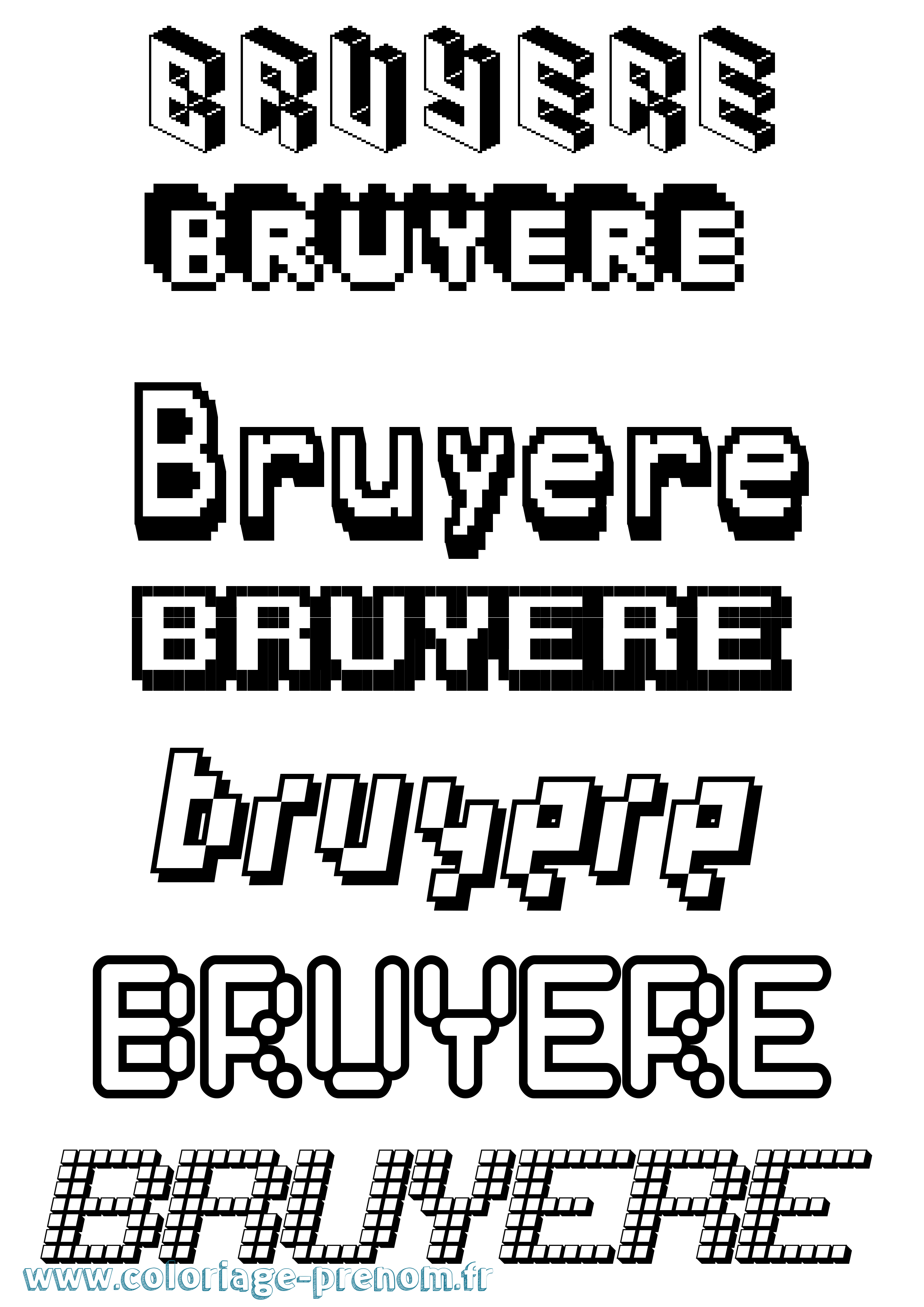 Coloriage prénom Bruyere Pixel