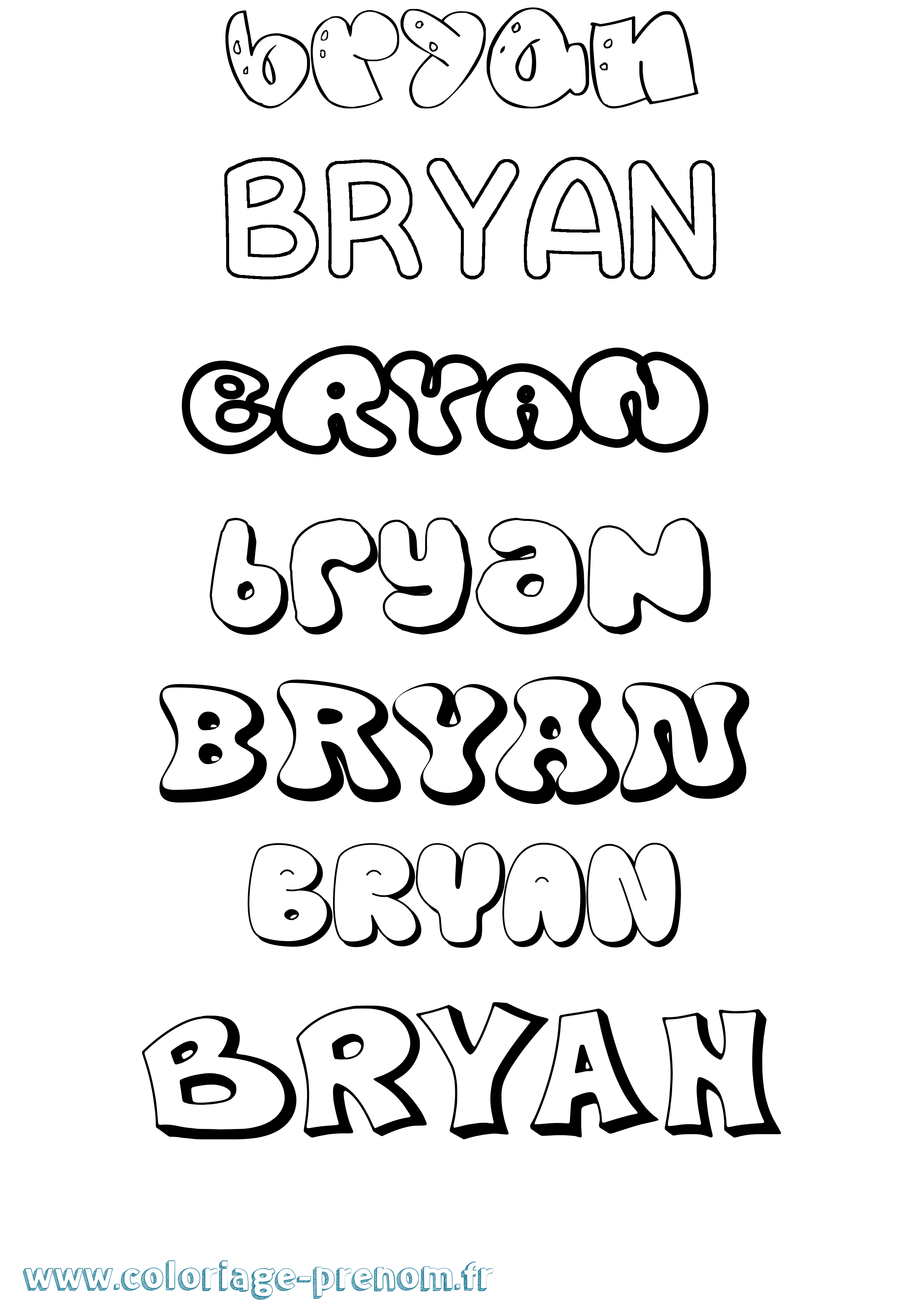 Coloriage prénom Bryan Bubble