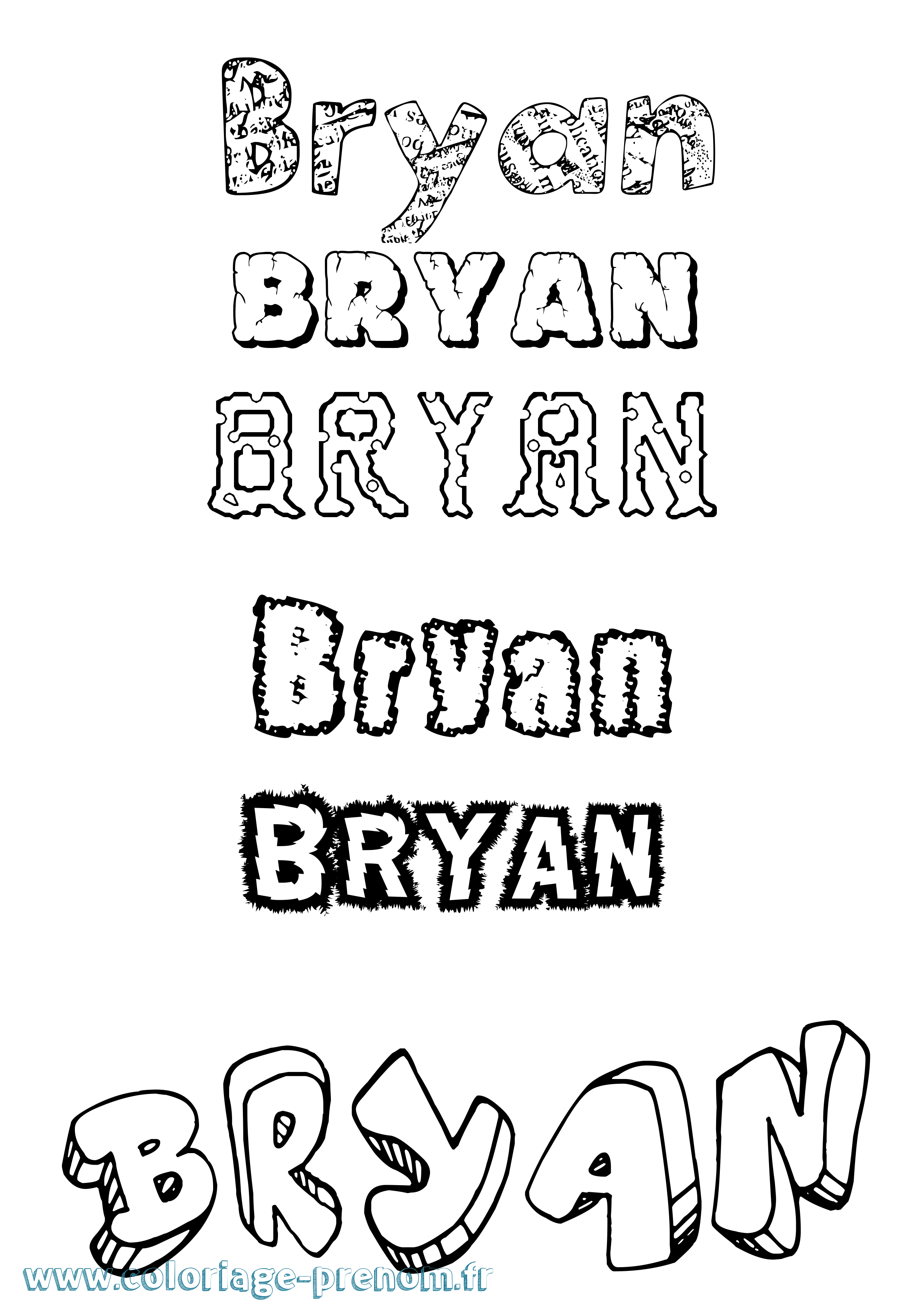 Coloriage prénom Bryan Destructuré