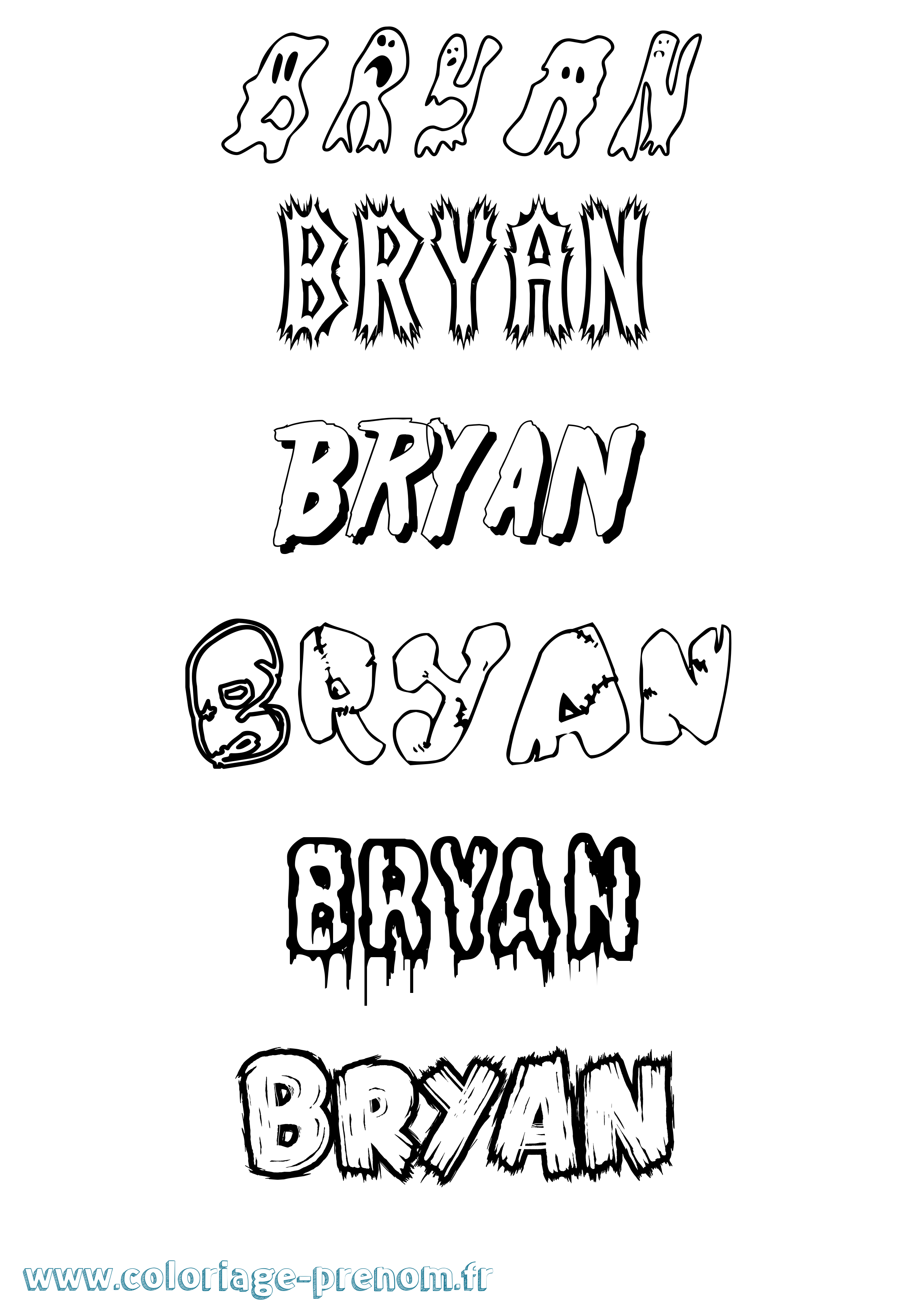 Coloriage prénom Bryan Frisson