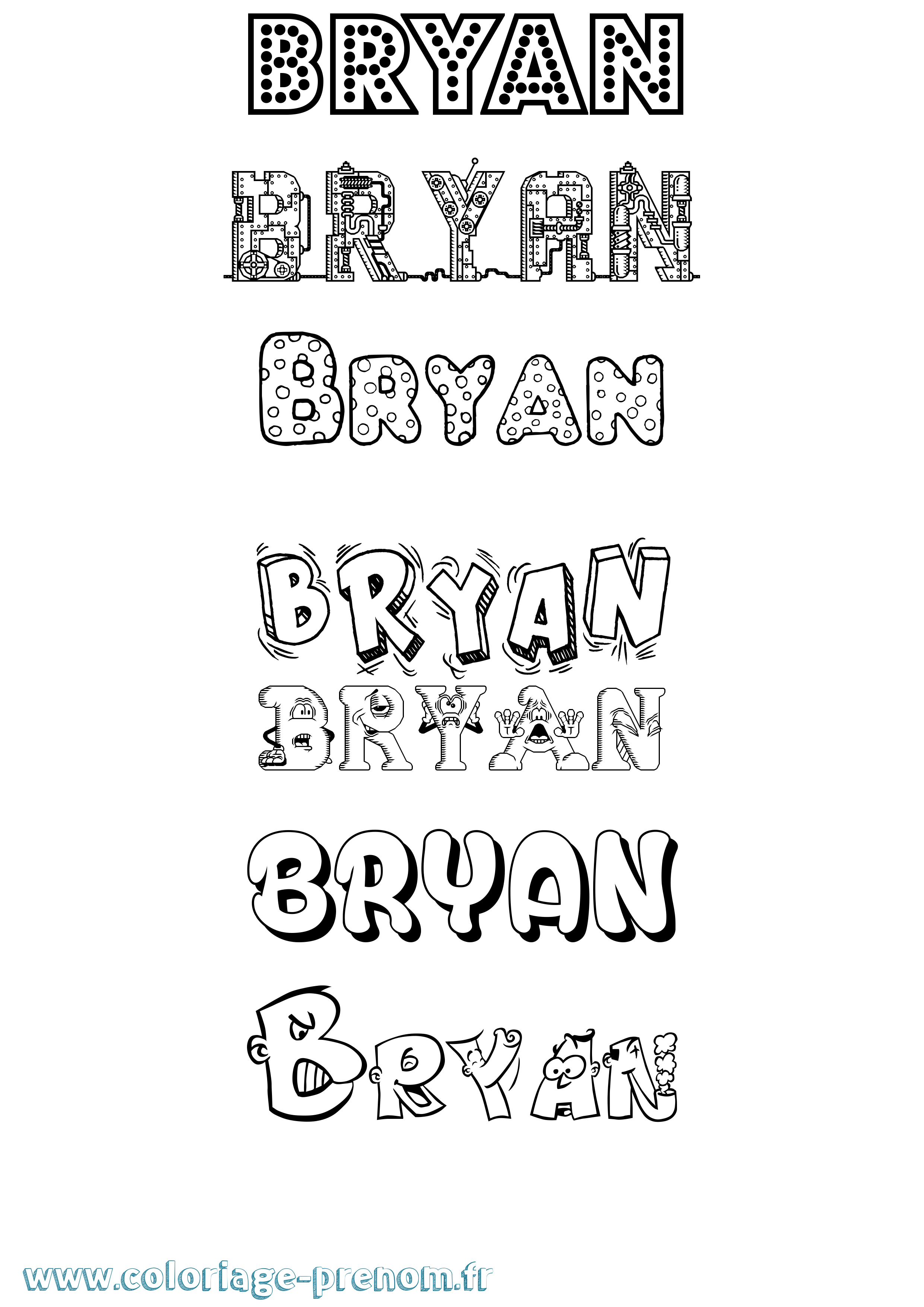 Coloriage prénom Bryan Fun