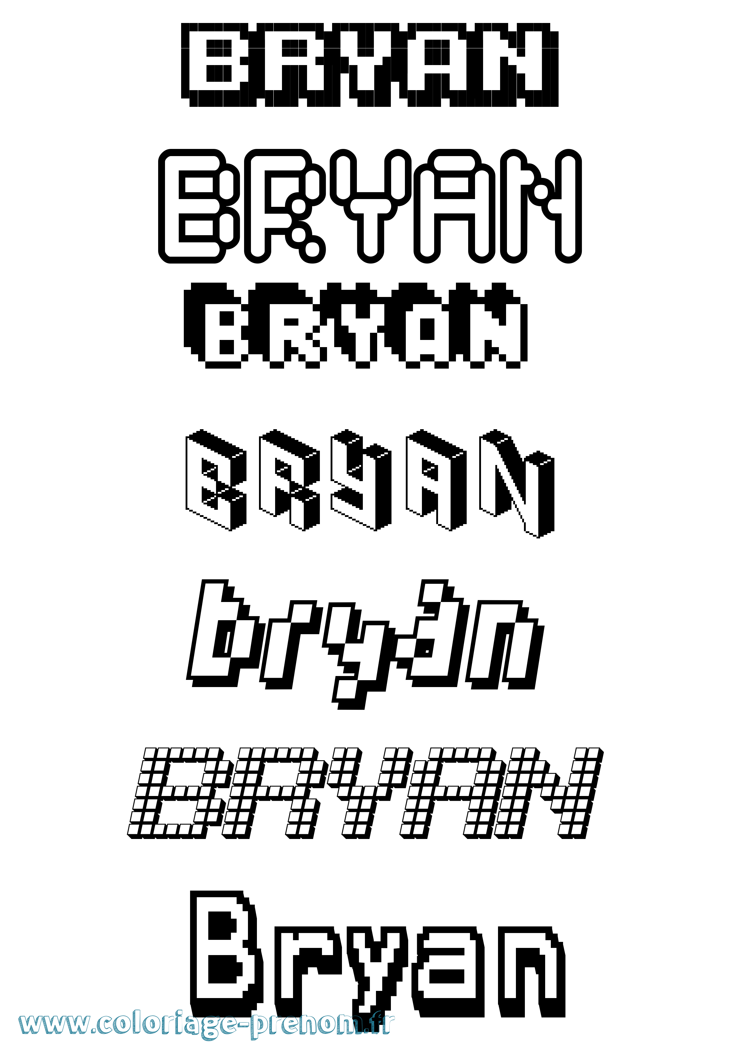 Coloriage prénom Bryan Pixel