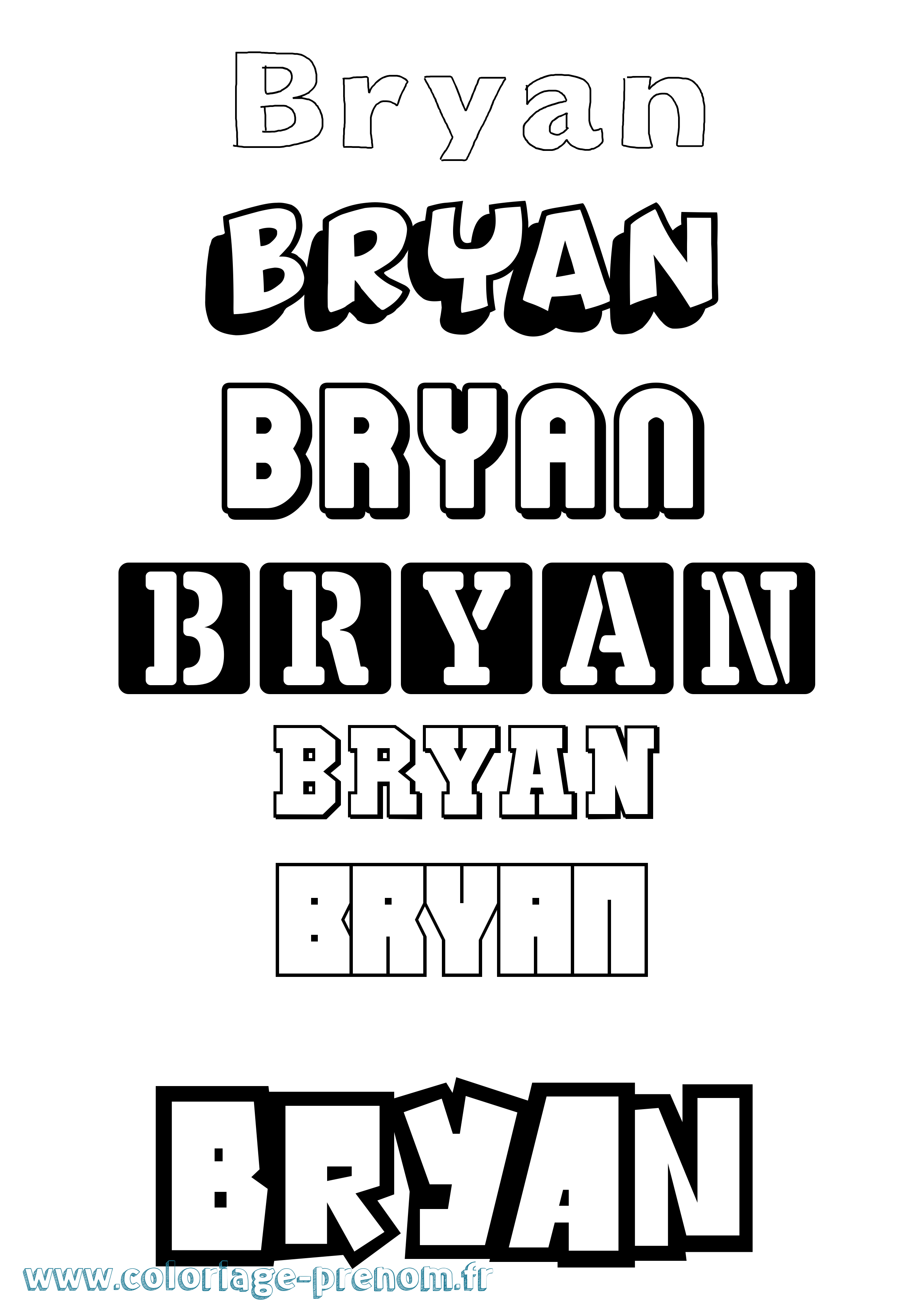 Coloriage prénom Bryan Simple