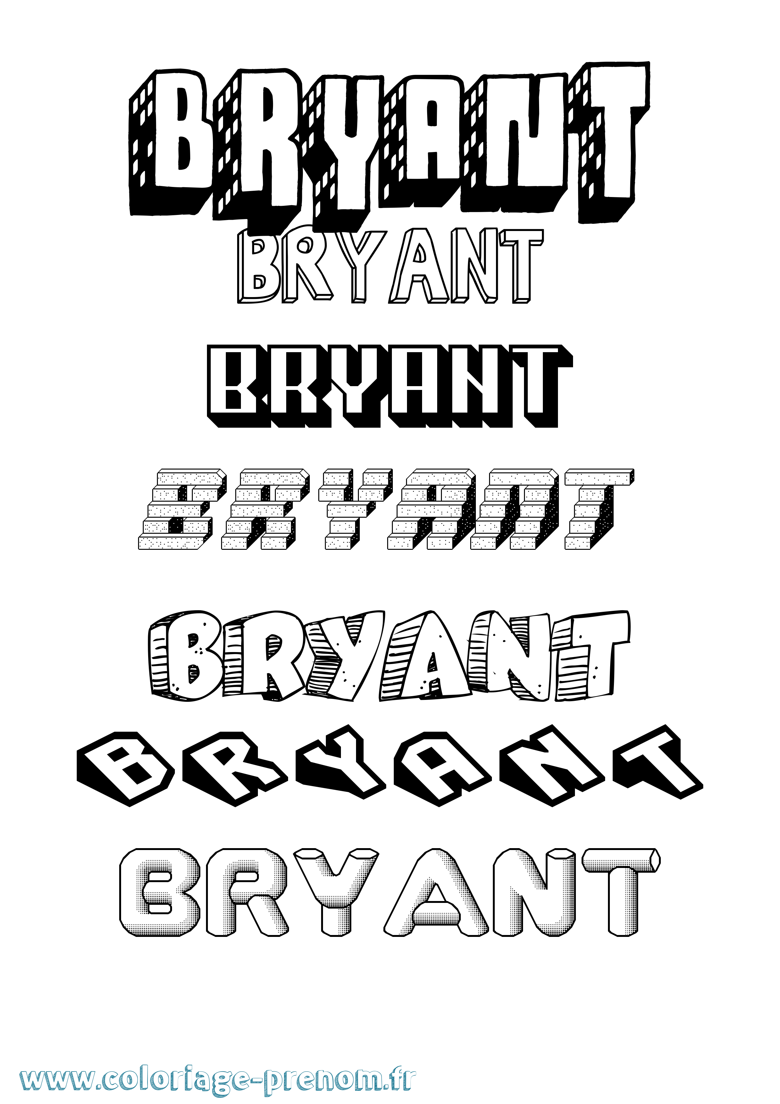 Coloriage prénom Bryant Effet 3D