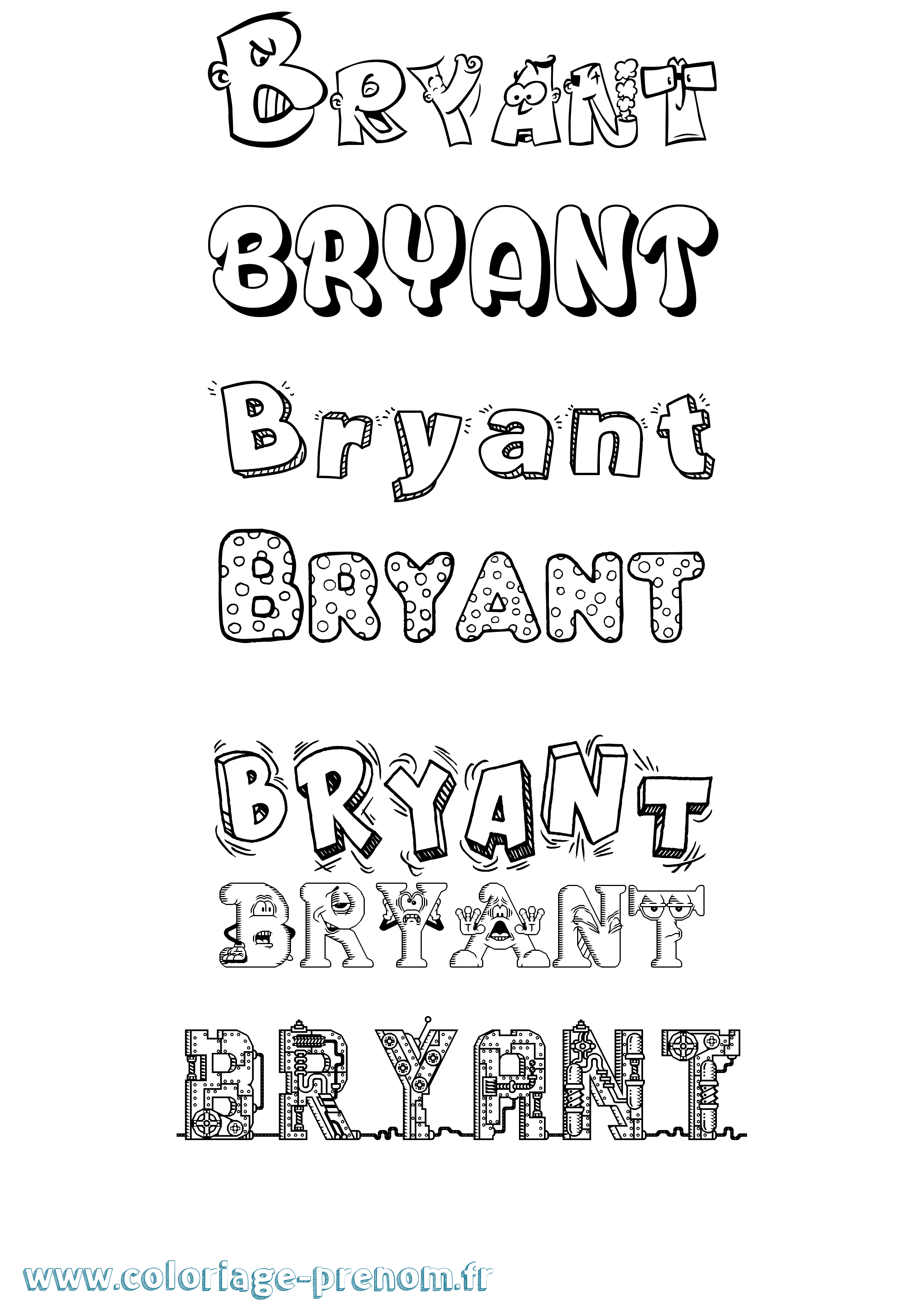 Coloriage prénom Bryant Fun