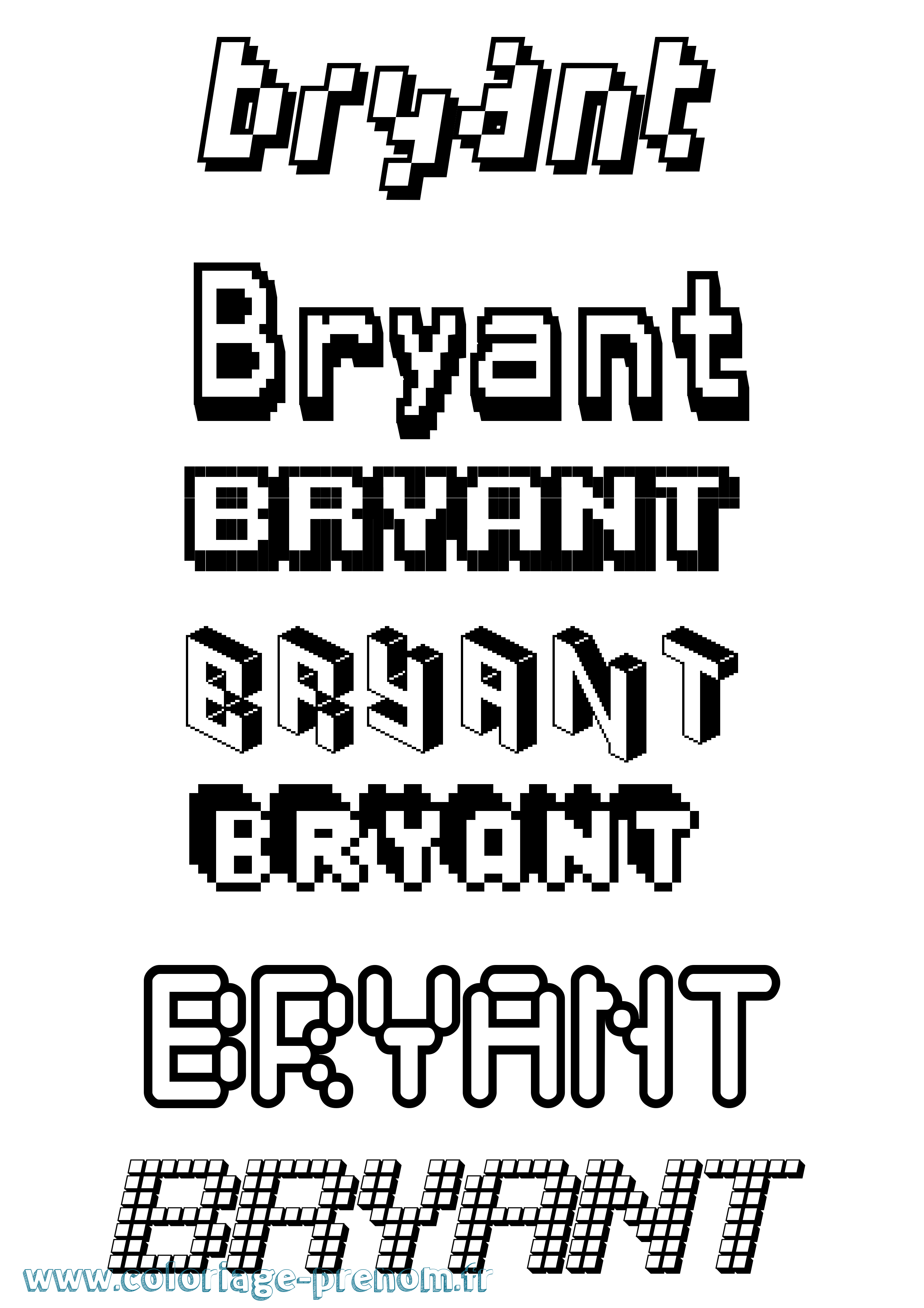 Coloriage prénom Bryant Pixel