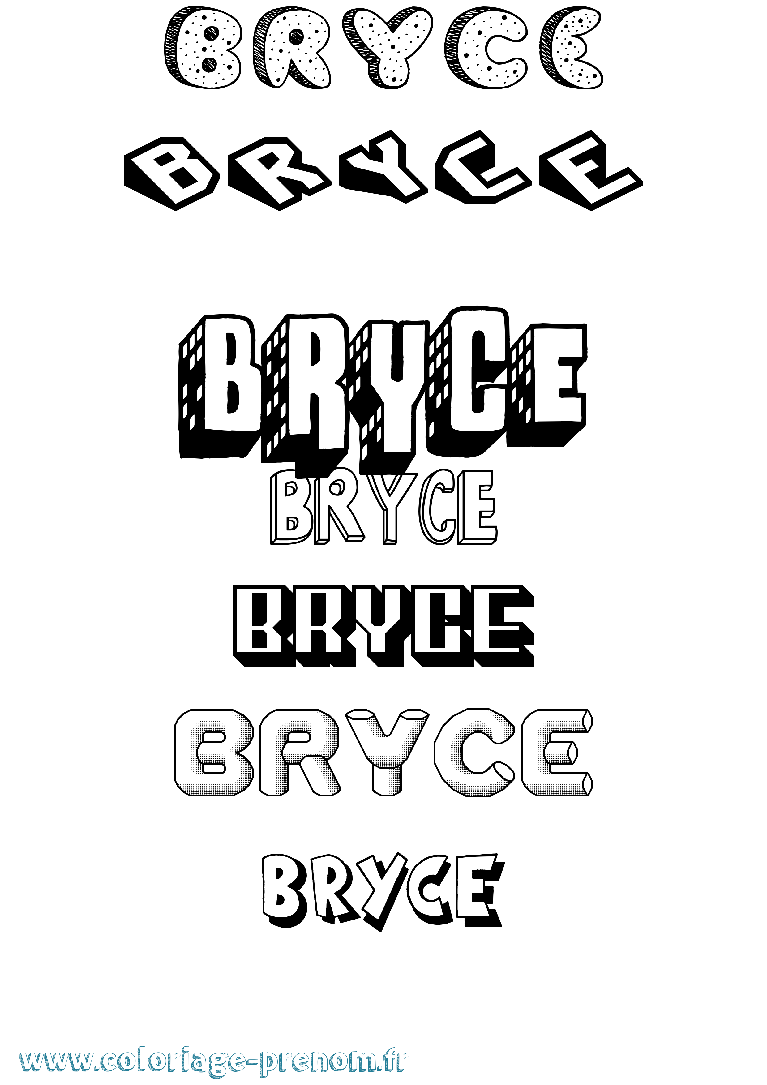 Coloriage prénom Bryce Effet 3D