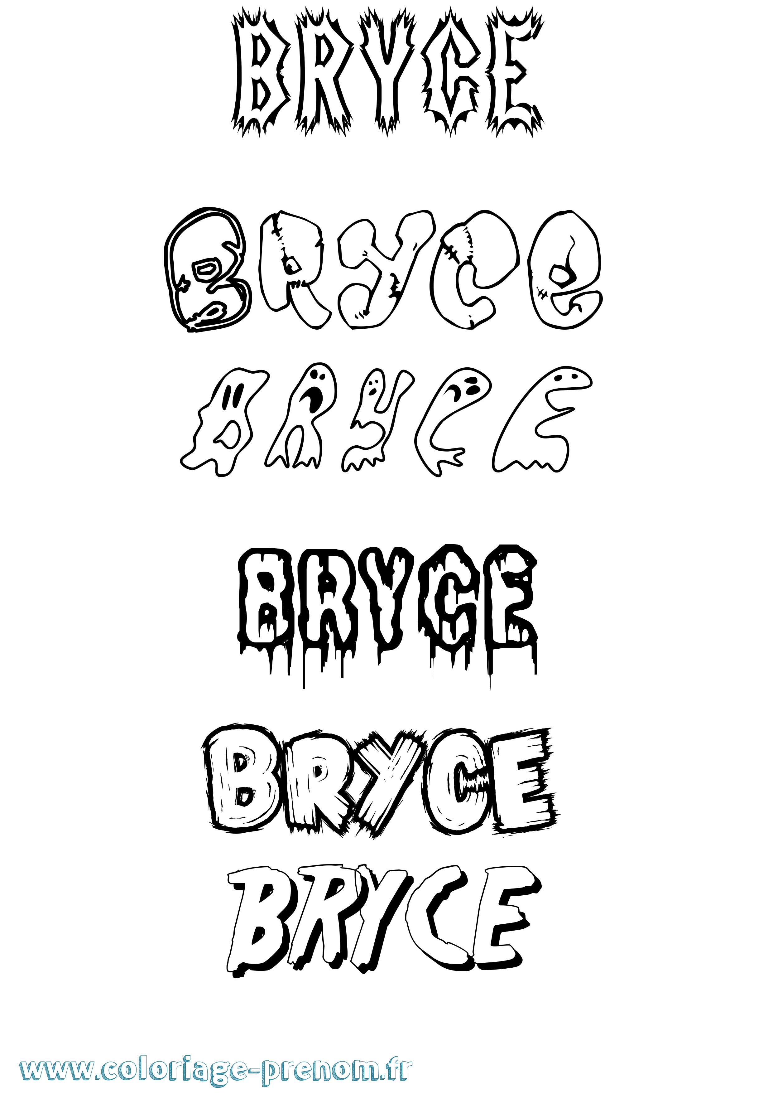 Coloriage prénom Bryce Frisson