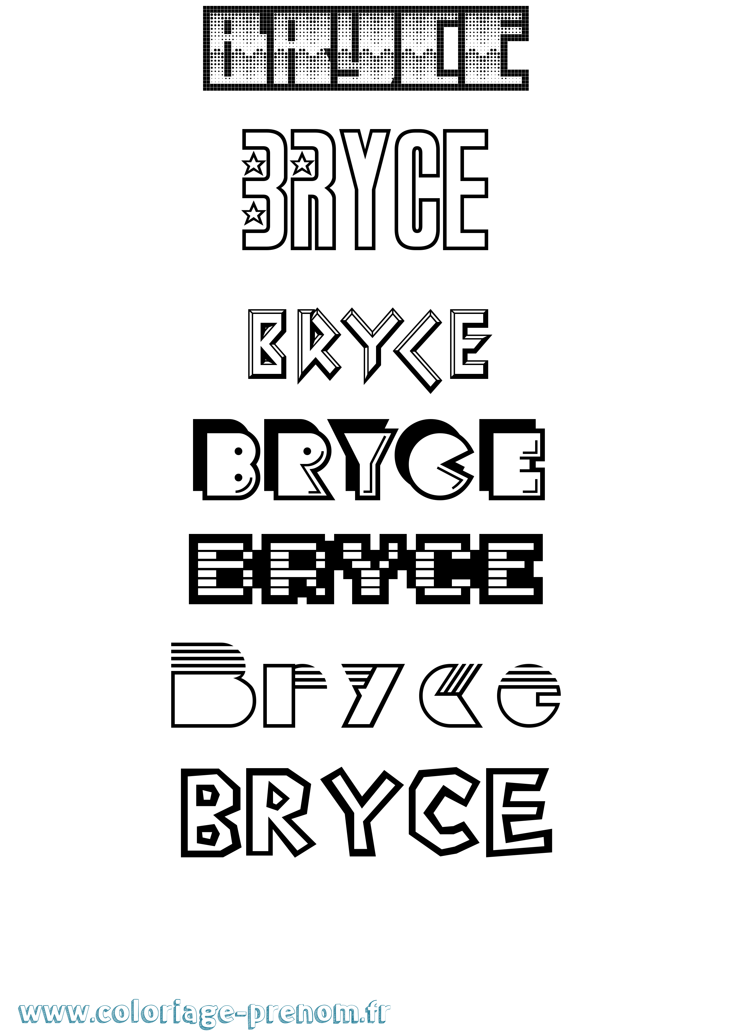 Coloriage prénom Bryce Jeux Vidéos