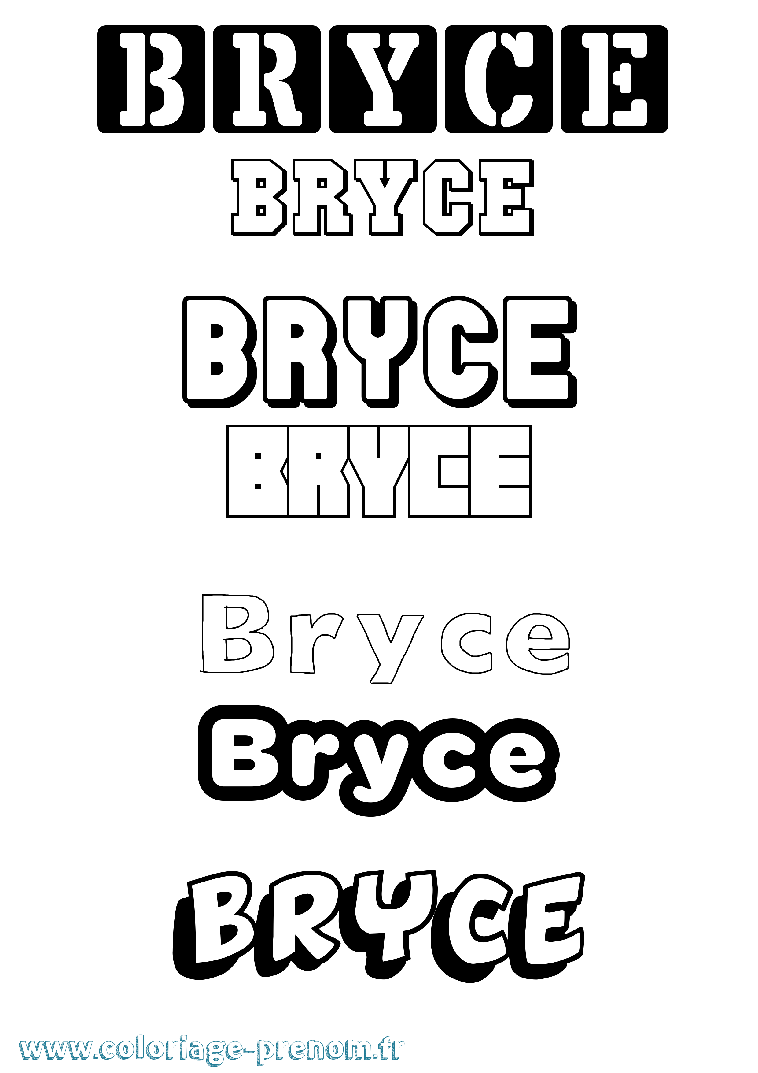 Coloriage prénom Bryce Simple