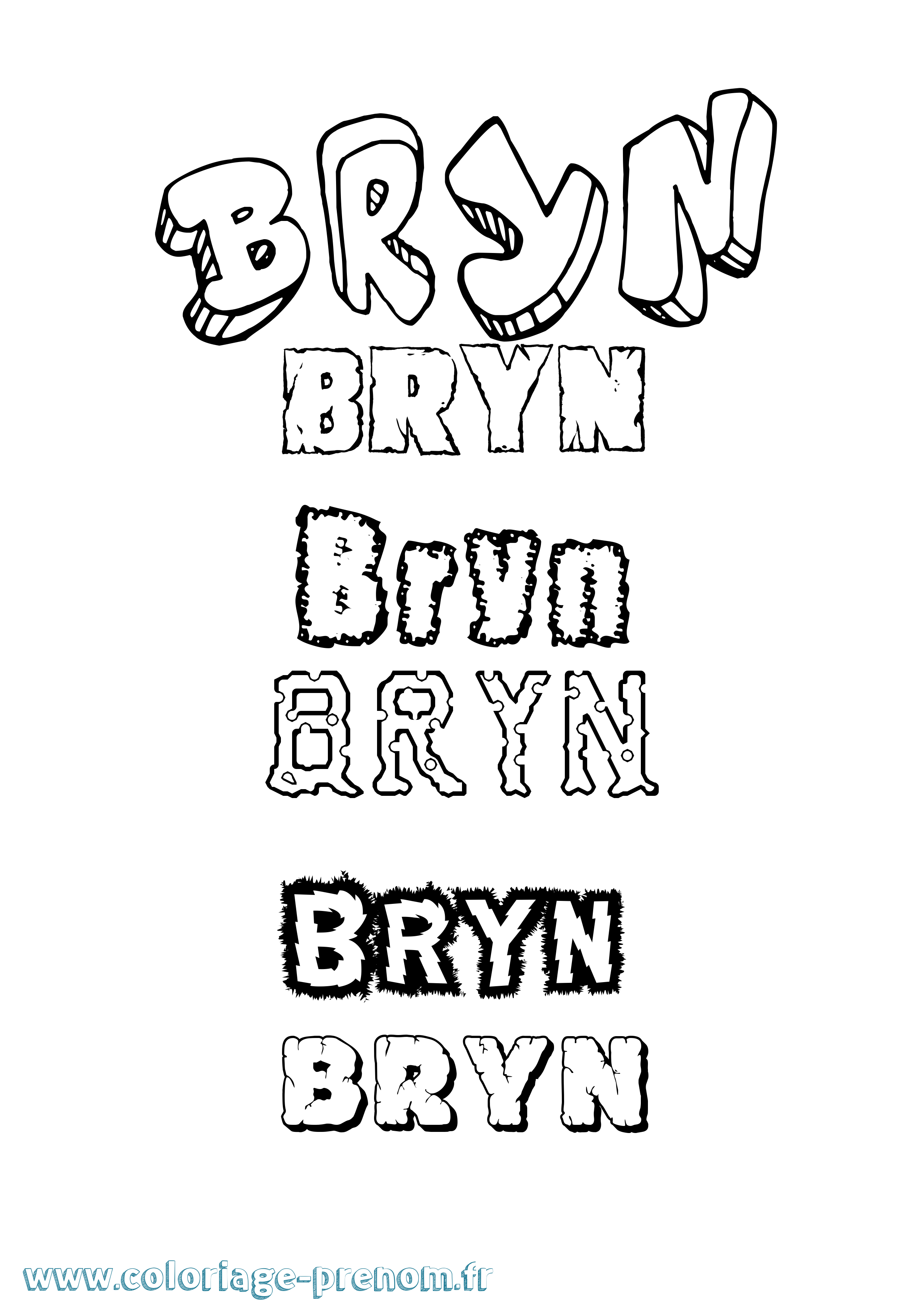 Coloriage prénom Bryn Destructuré