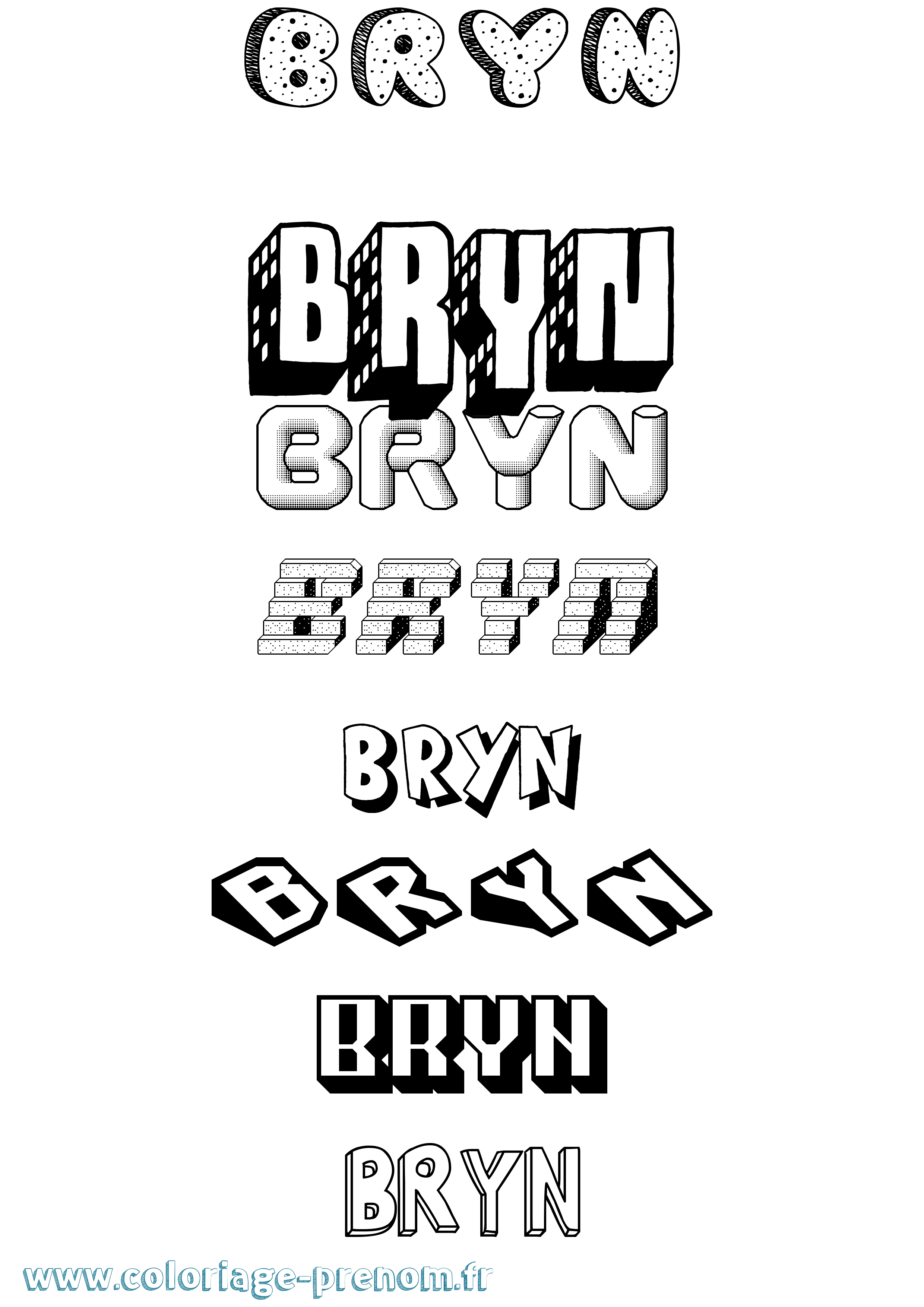 Coloriage prénom Bryn Effet 3D