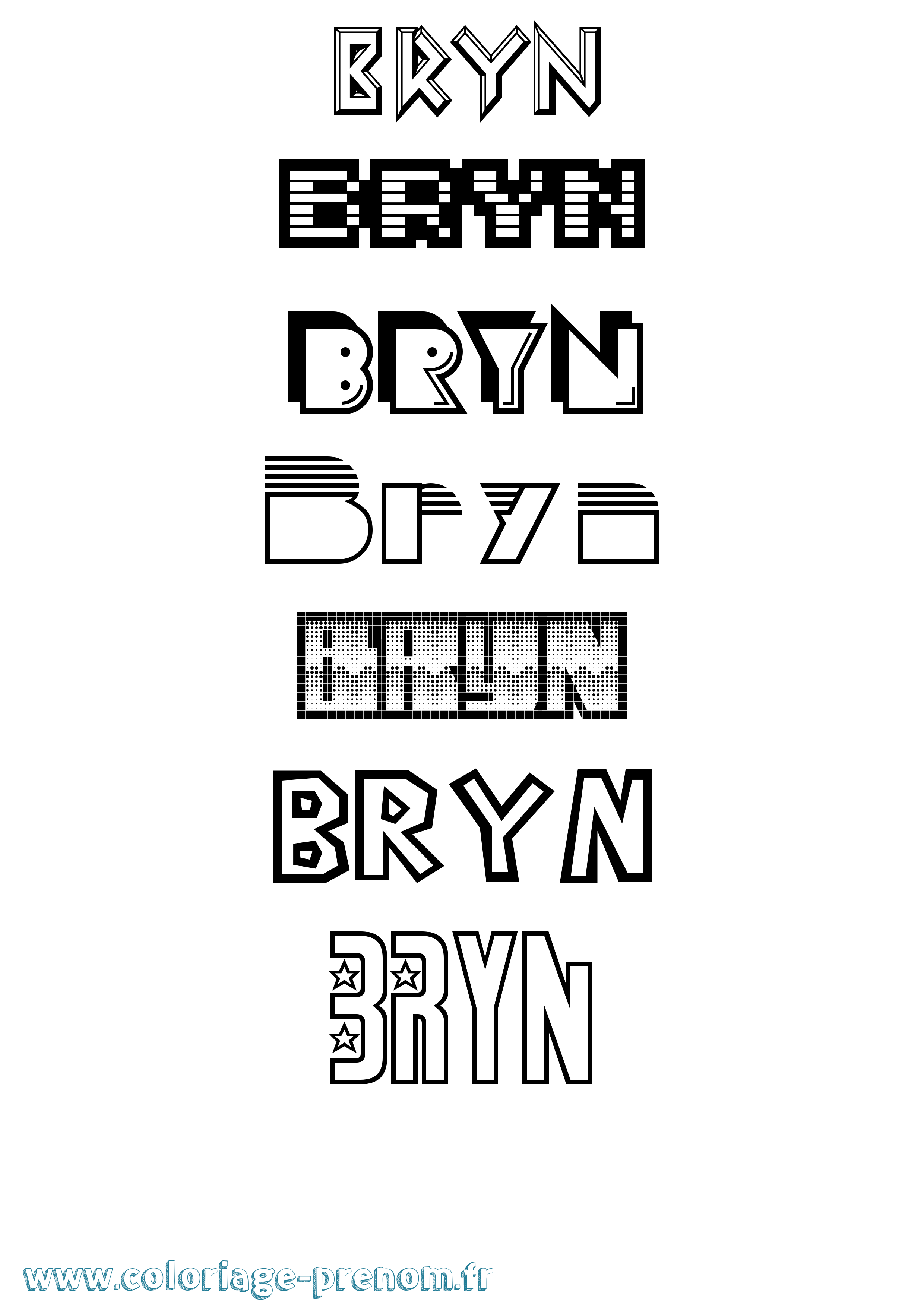 Coloriage prénom Bryn Jeux Vidéos