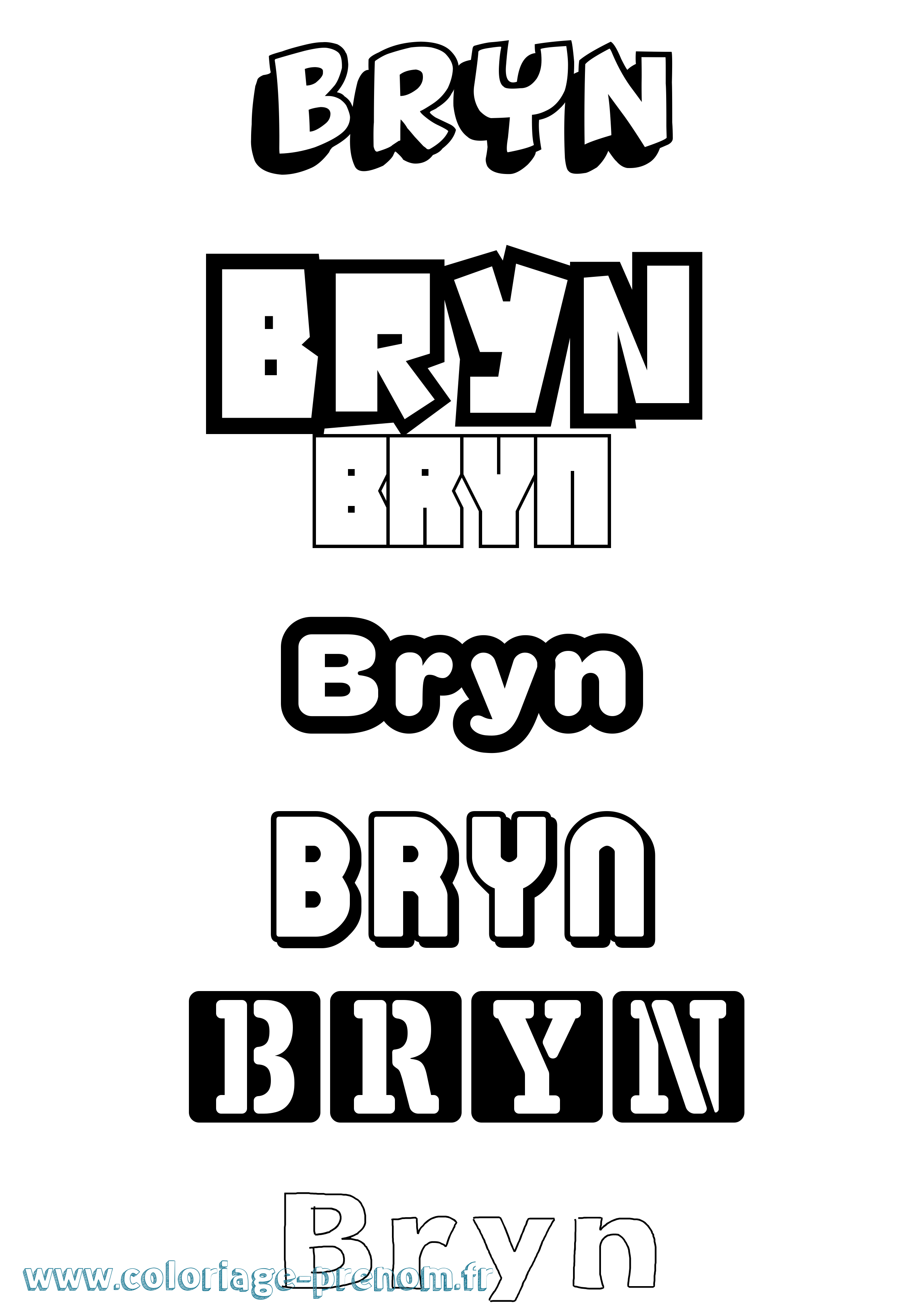 Coloriage prénom Bryn Simple