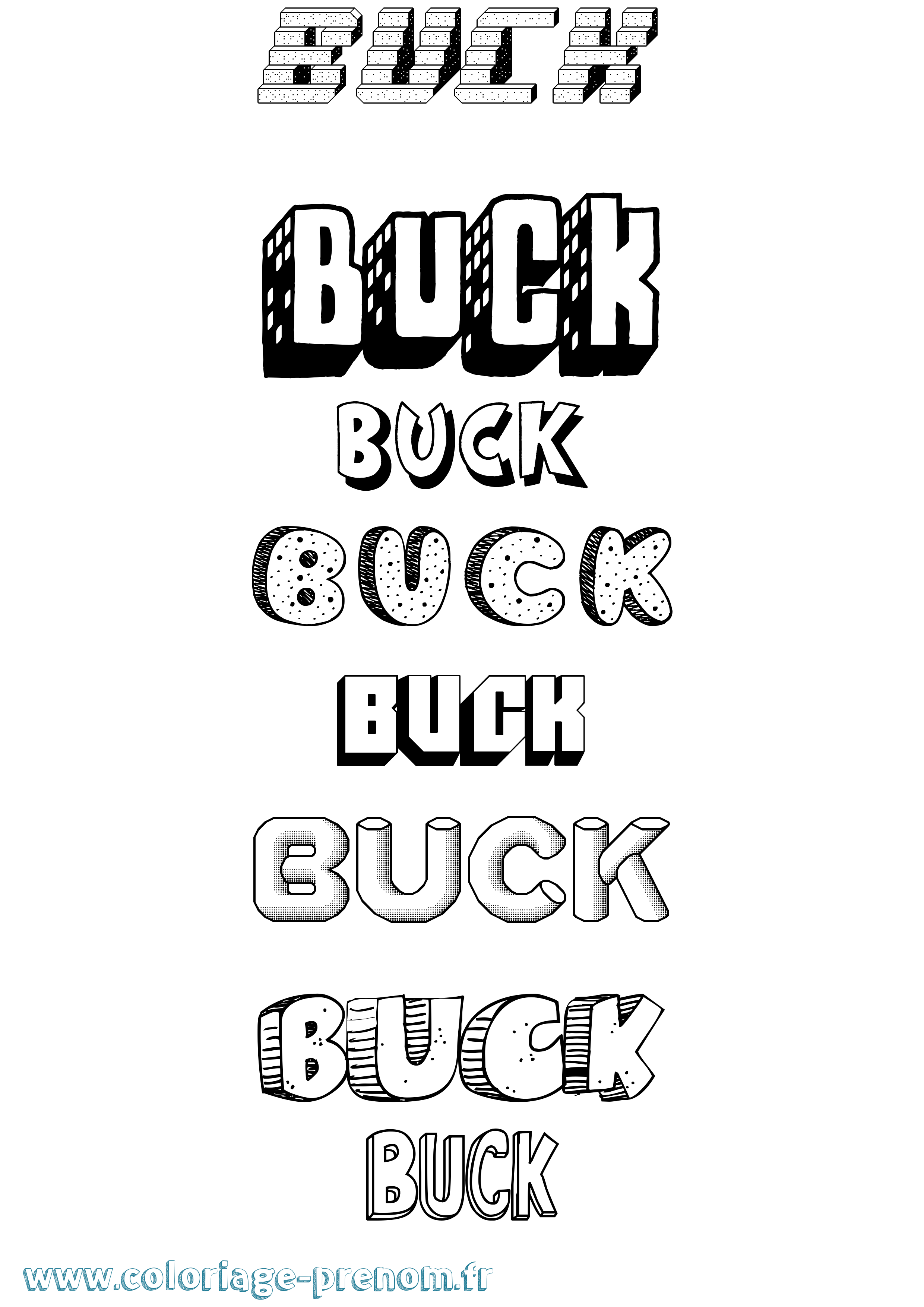 Coloriage prénom Buck Effet 3D