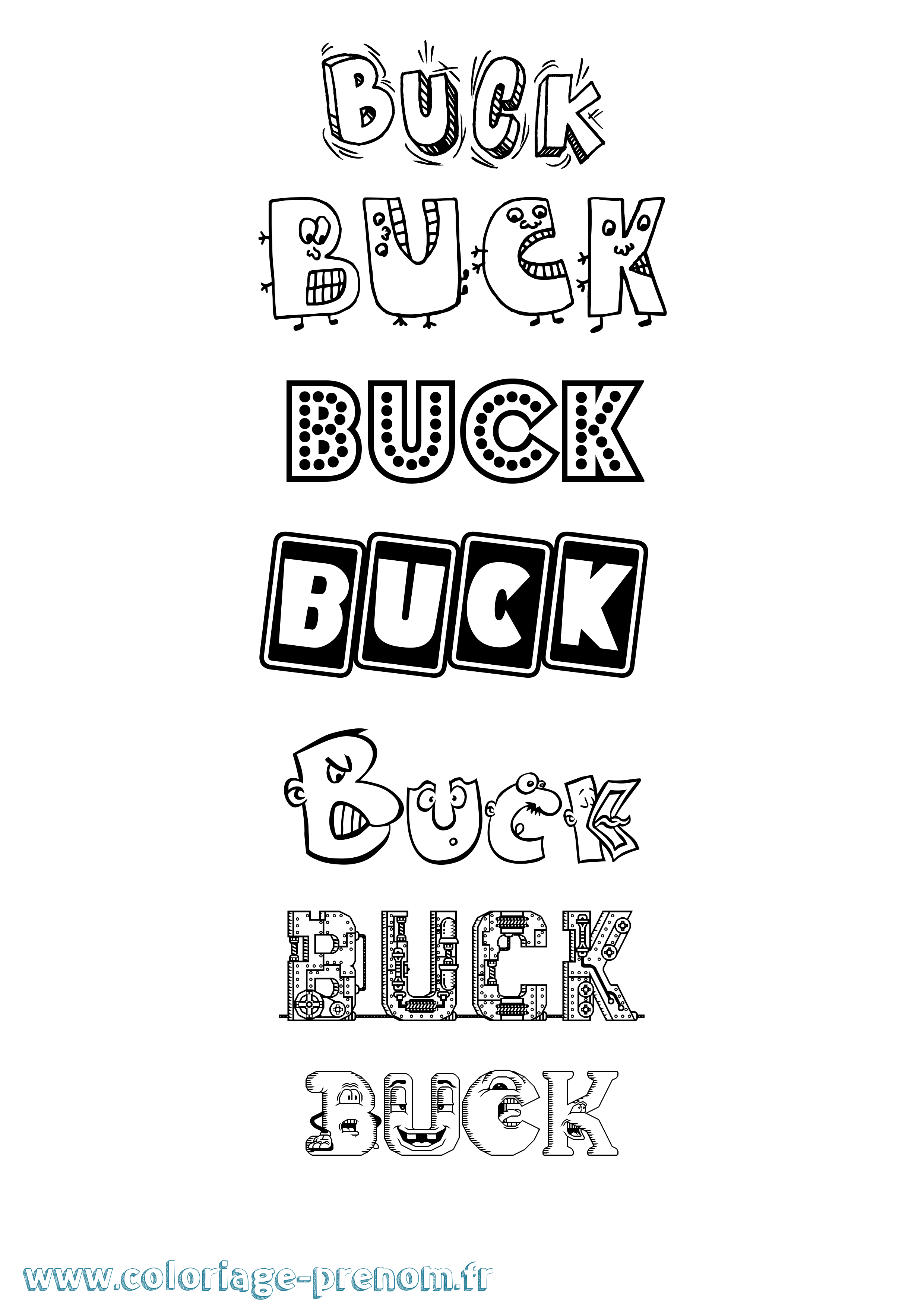 Coloriage prénom Buck Fun