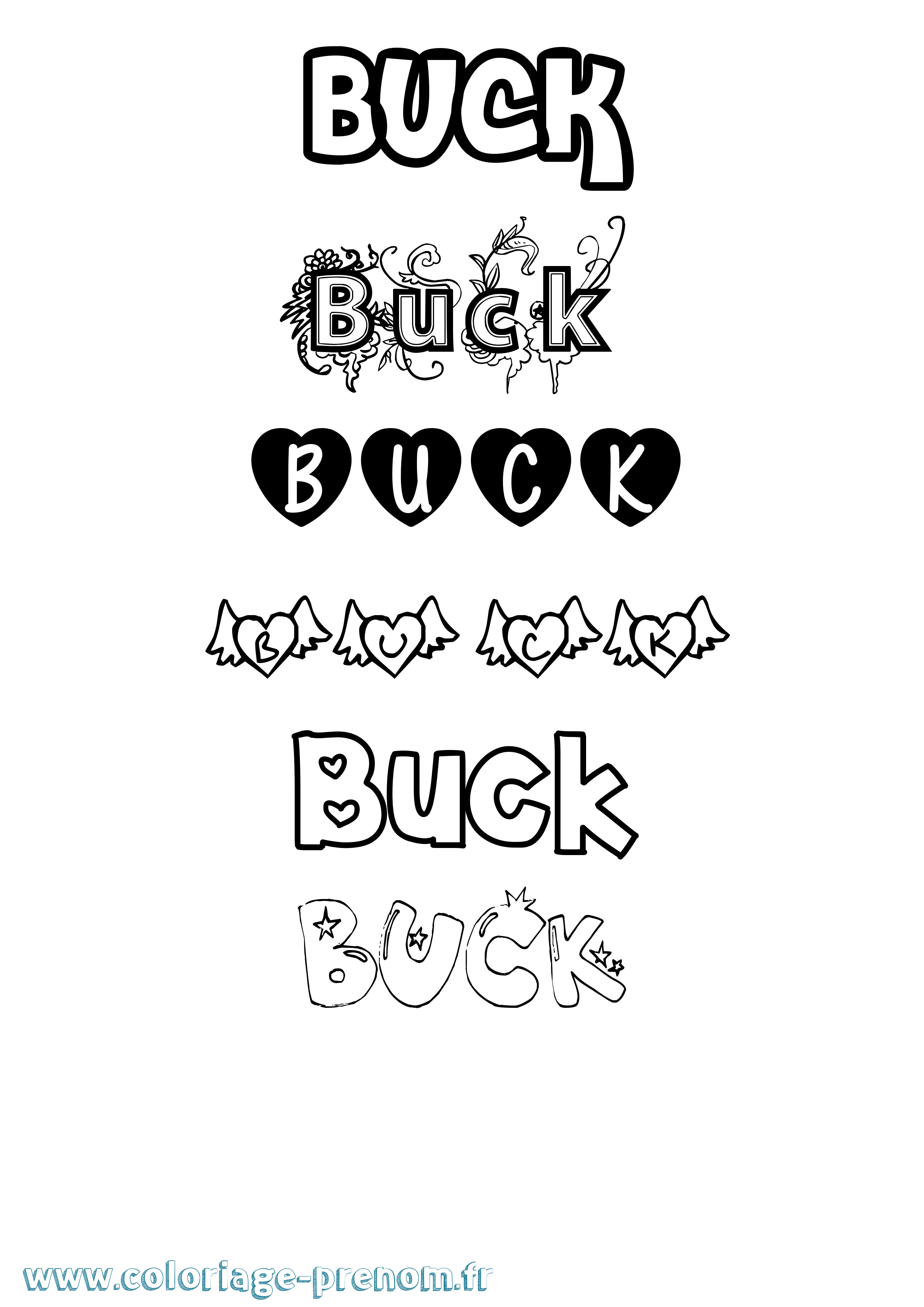 Coloriage prénom Buck Girly